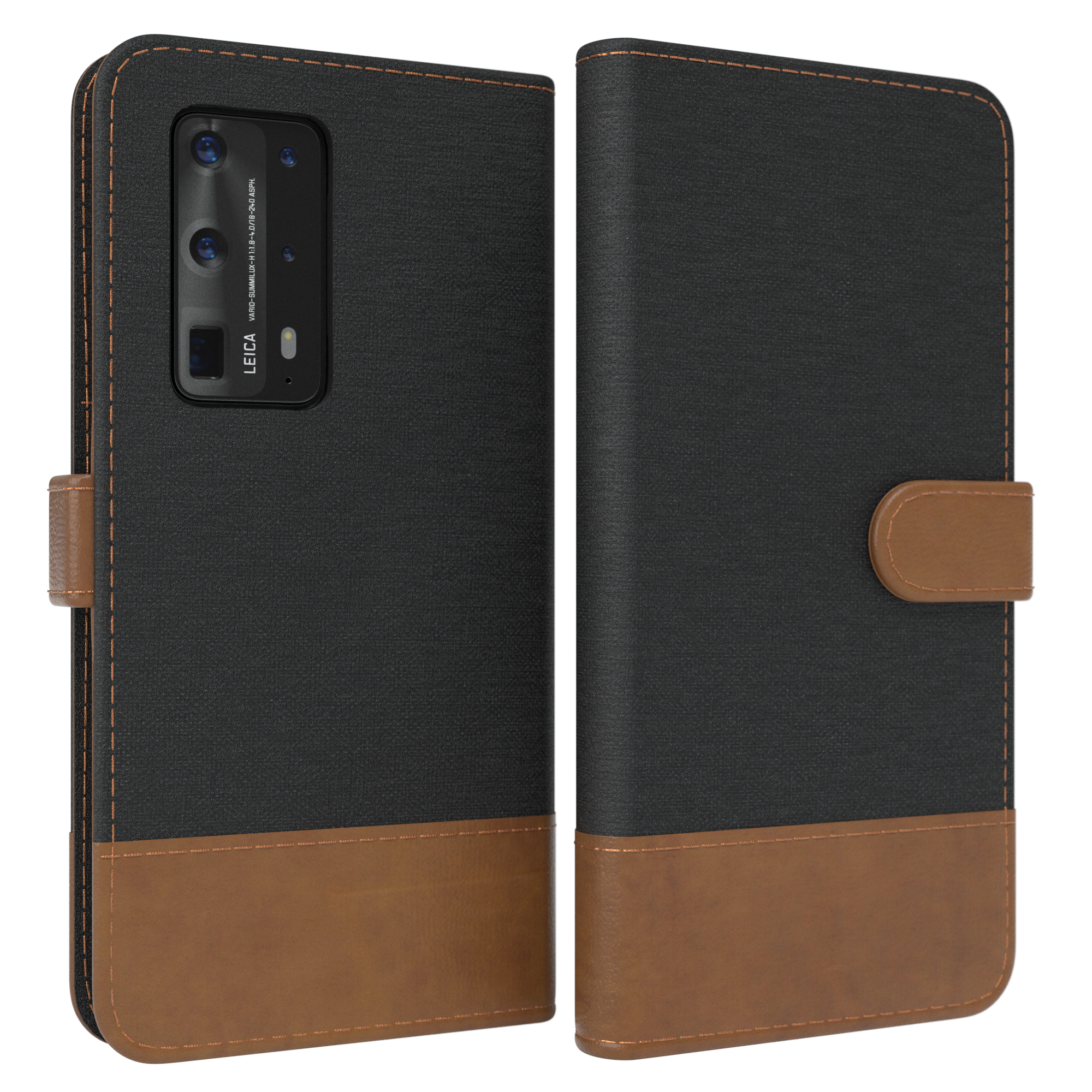 Kartenfach, Jeans EAZY Huawei, Plus, mit Schwarz Bookcover, CASE P40 Pro Klapphülle Bookstyle