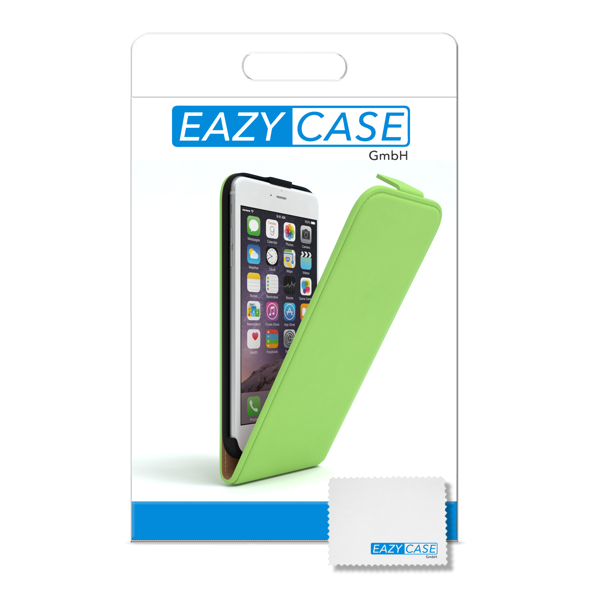 EAZY CASE Bookstyle Klapphülle mit Grün Apple, Bookcover, iPhone Kartenfach, / 6S Plus Plus, 6