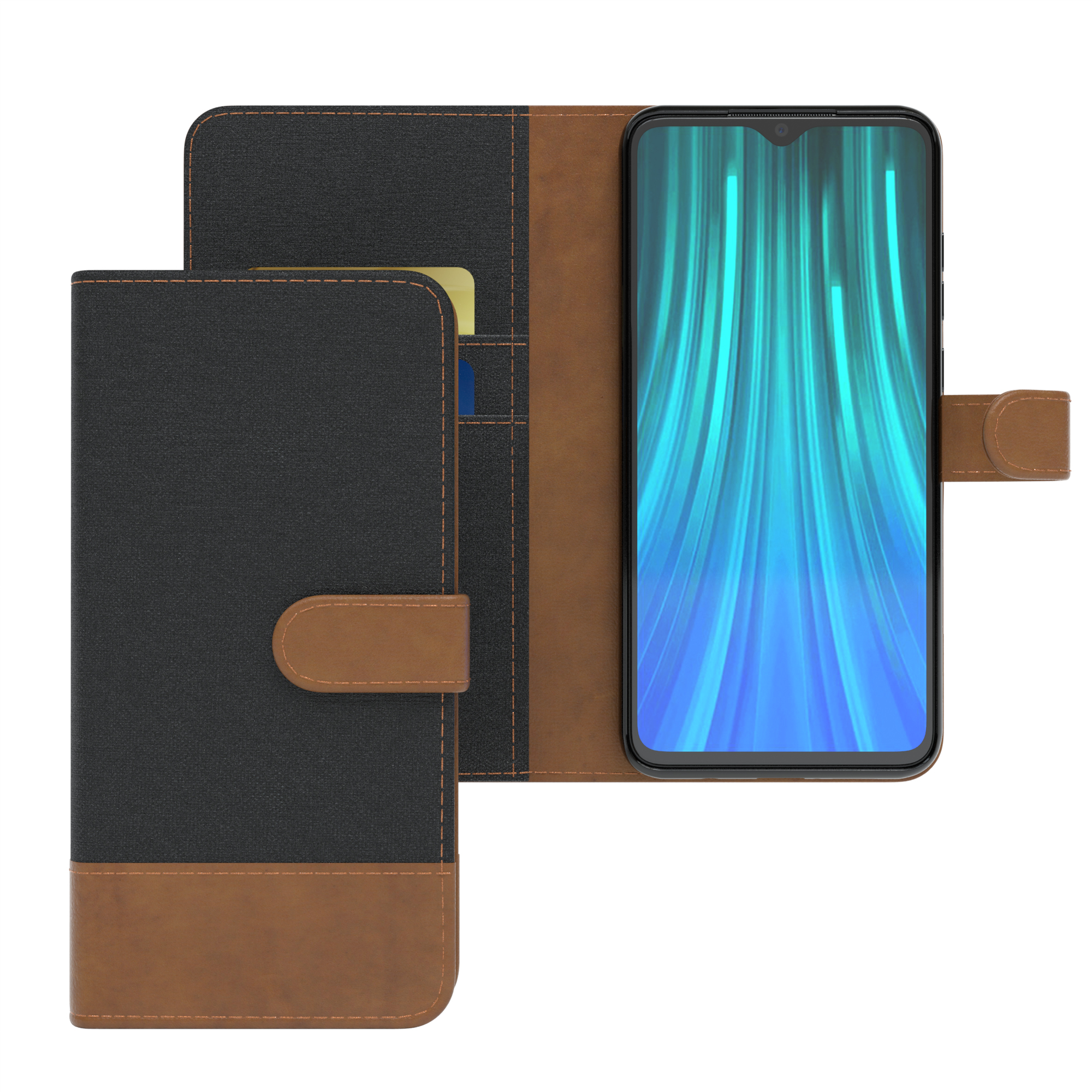 EAZY Jeans Redmi Bookcover, Pro, 8 Xiaomi, mit Note Bookstyle CASE Schwarz Kartenfach, Klapphülle