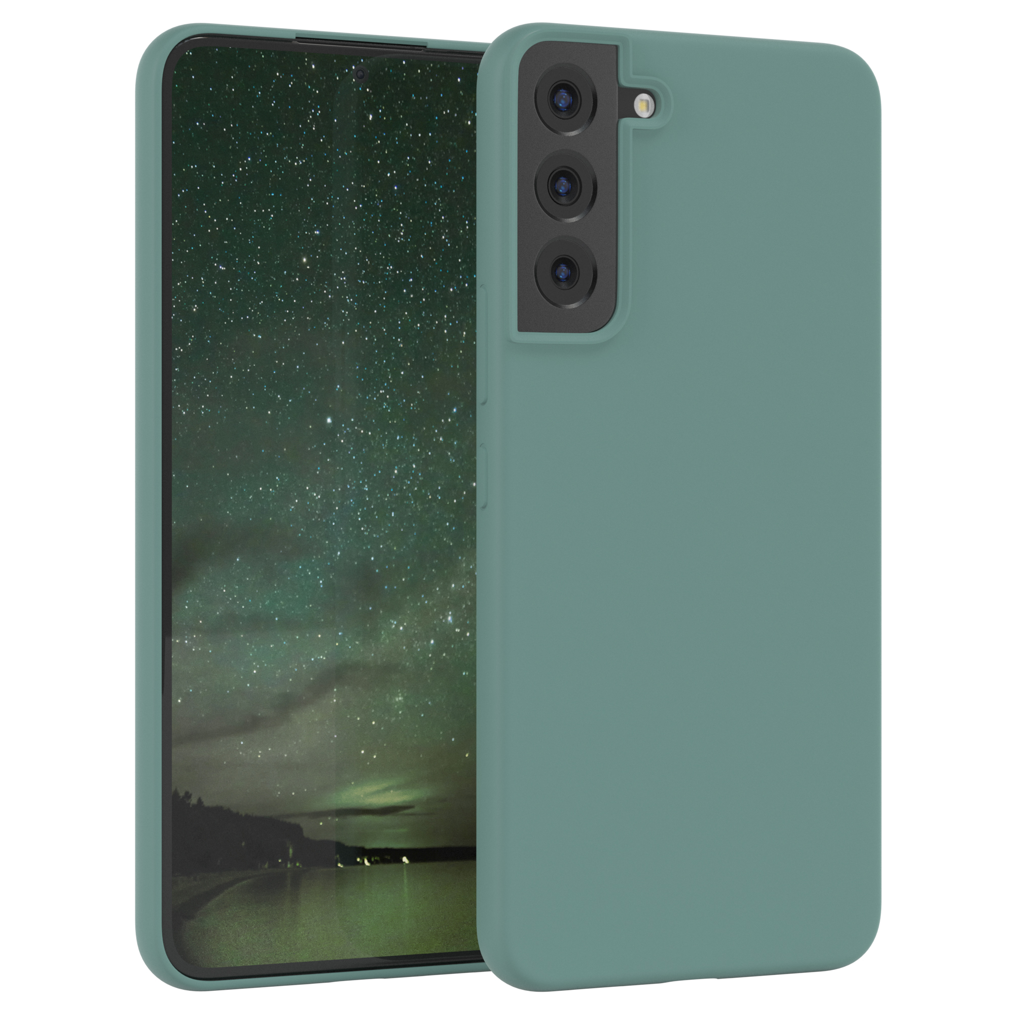 Backcover, S22 EAZY Premium Silikon Nachtgrün CASE Plus Galaxy 5G, Handycase, Samsung, / Grün