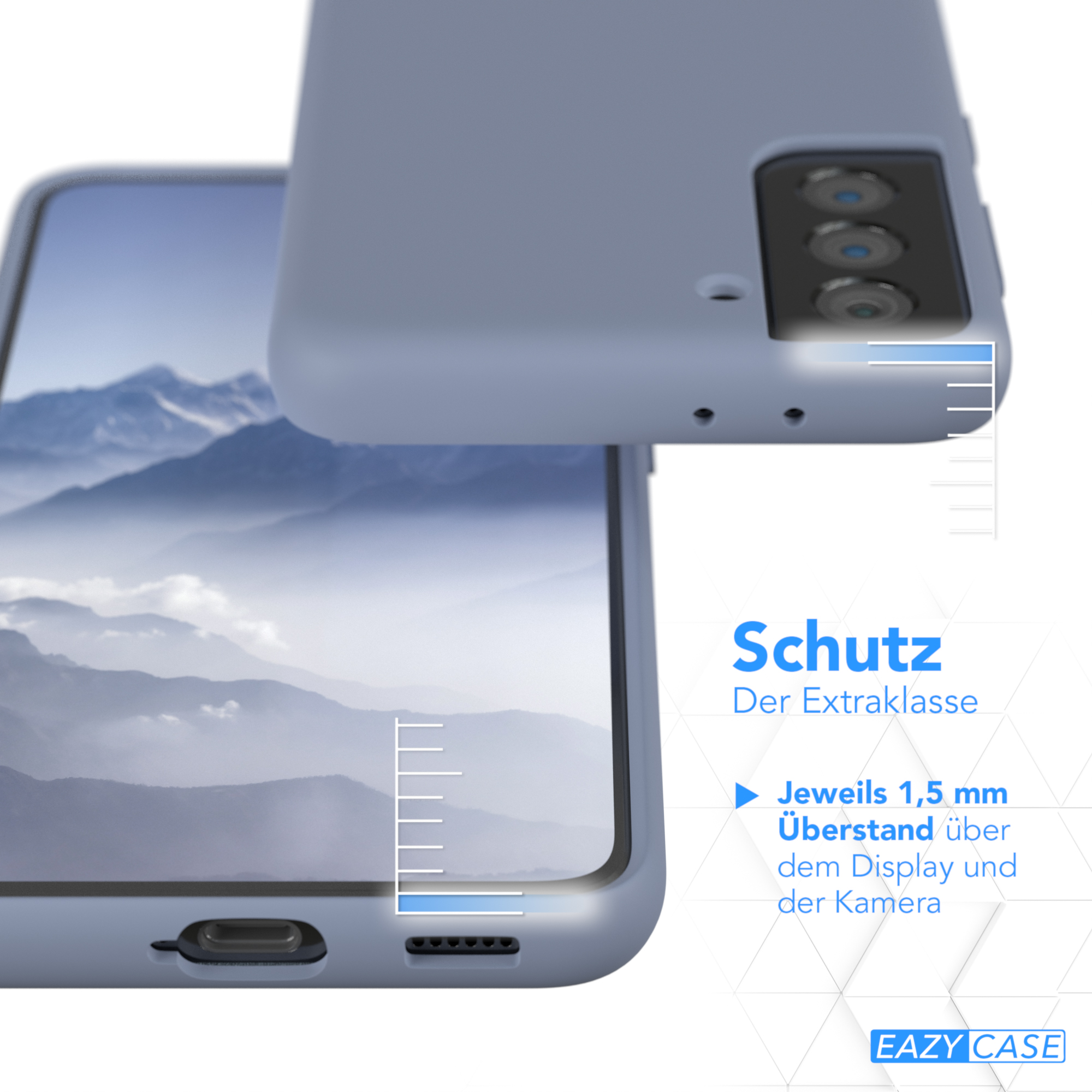 Galaxy Handycase, Premium Samsung, Silikon 5G, CASE Eis EAZY Blau Backcover, S21