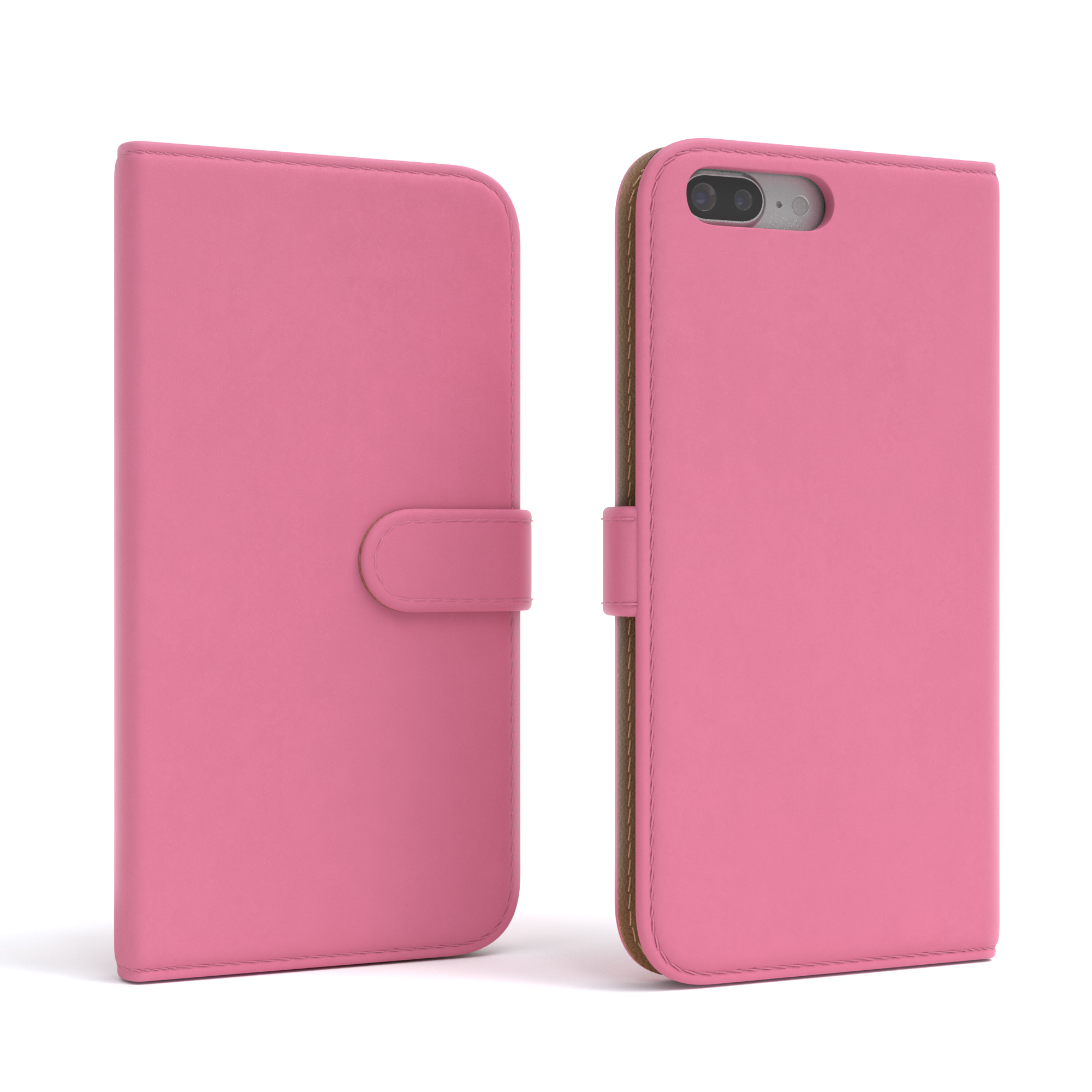 Pinke Handyhülle, offen und geschlossen. Design der Handyhülle wird gezeigt.