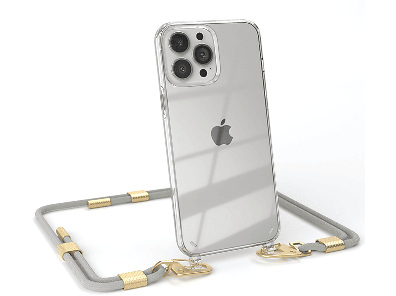 Taupe Handyhülle Beige Max, CASE / Apple, Karabiner, Matt Kordel 13 Pro + iPhone runder mit Umhängetasche, Gold EAZY Transparente
