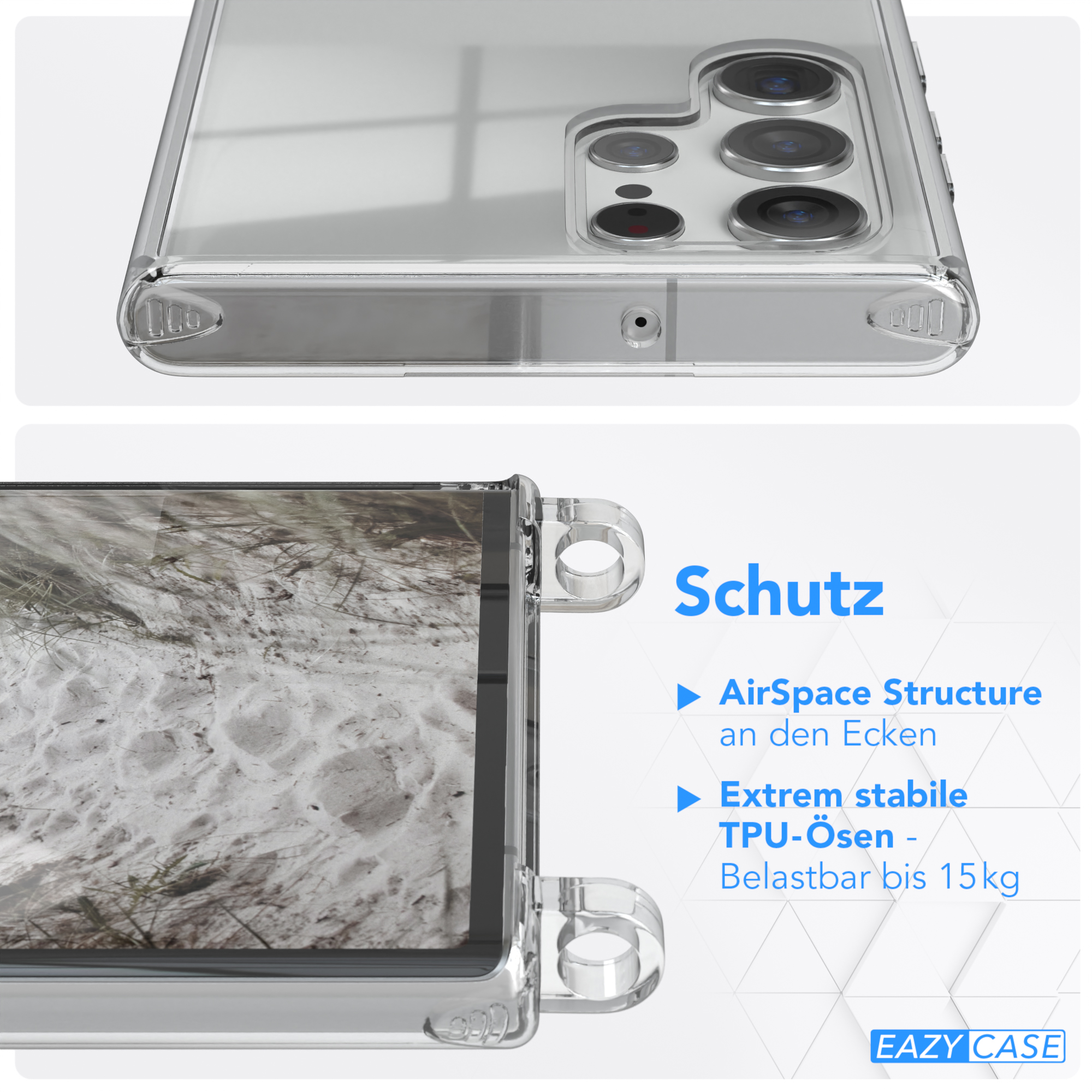 Handyhülle mit Schutzfunktionen. AirSpace-Struktur und TPU an den Kanten.