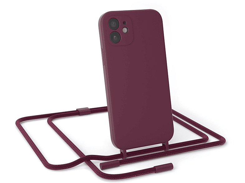 EAZY CASE Runde Handykette Full Color, Umhängetasche, Apple, iPhone 12 / 12 Pro, Rot Beere / Burgundy