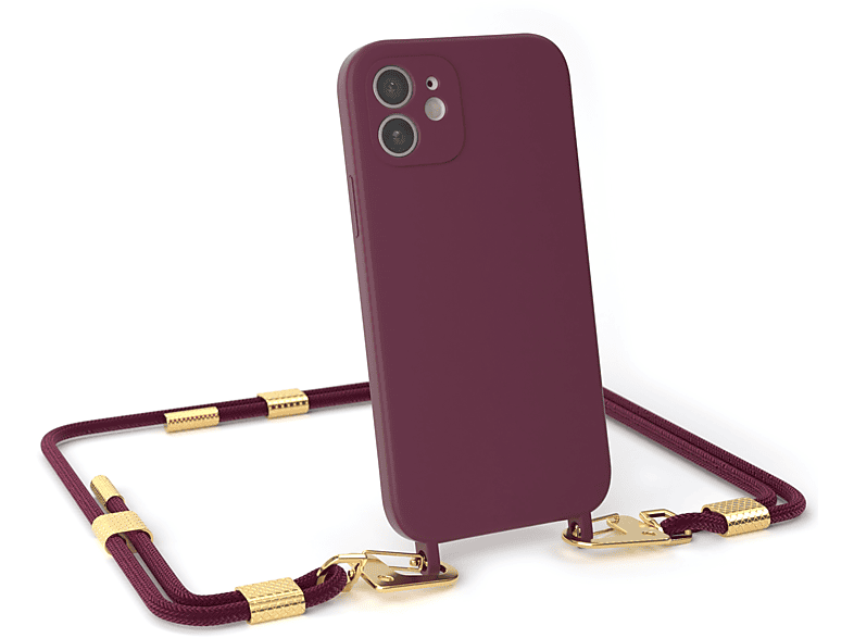 EAZY CASE Runde Handykette mit Burgundy 12 Pro, Apple, Karabiner, / 12 Rot iPhone Beere / Umhängetasche