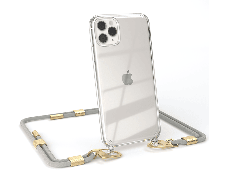 EAZY CASE Transparente Handyhülle Apple, Kordel Taupe Pro 11 Umhängetasche, runder Beige Karabiner, / Gold Max, mit + Matt iPhone