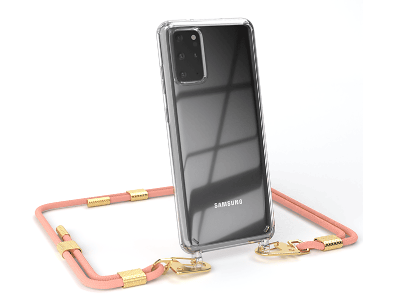 EAZY CASE Galaxy / Altrosa / Handyhülle S20 Kordel Samsung, mit Karabiner, 5G, S20 Plus Transparente runder + Umhängetasche, Plus Gold