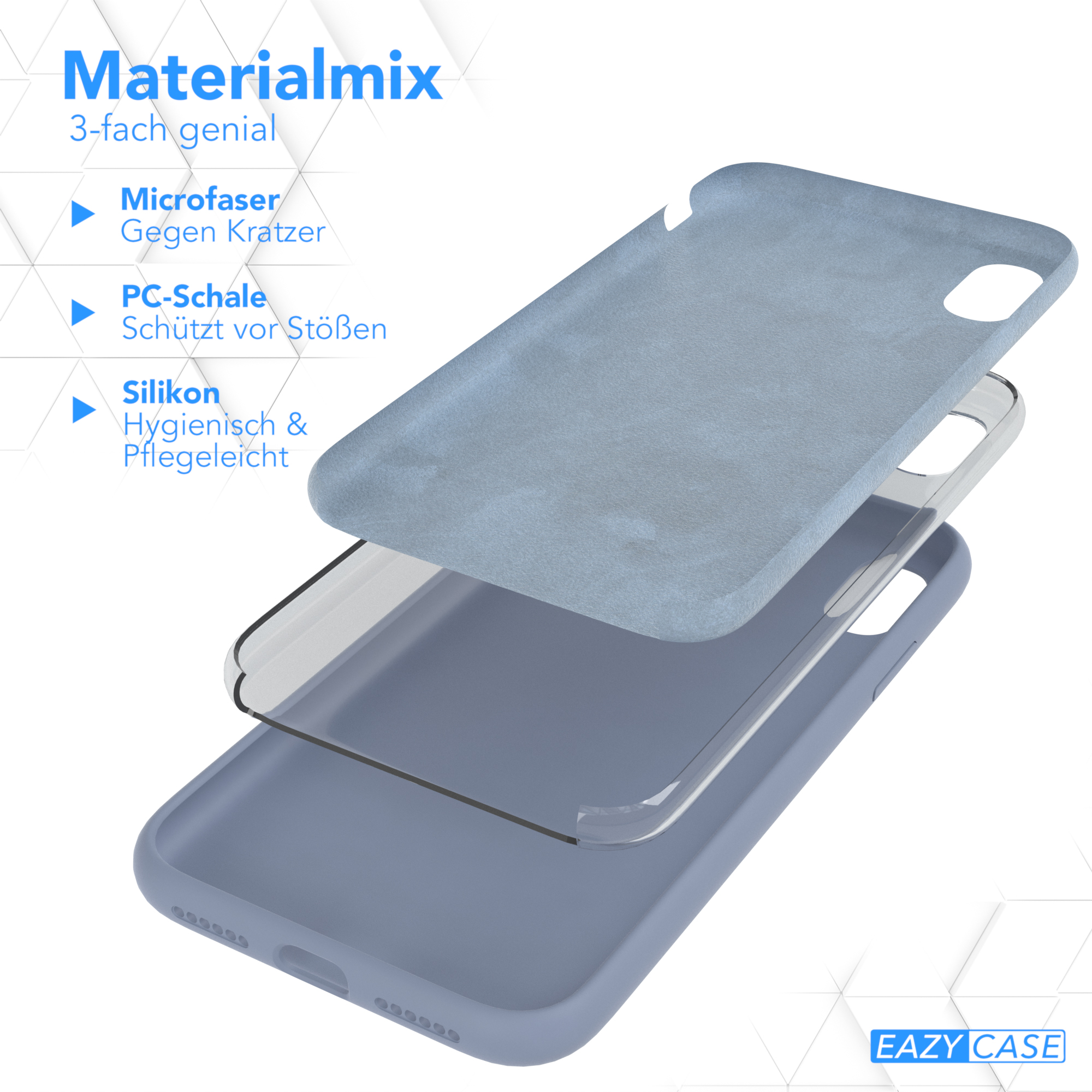 EAZY CASE Premium Silikon Blau Handycase, iPhone Backcover, Eis XR, Apple