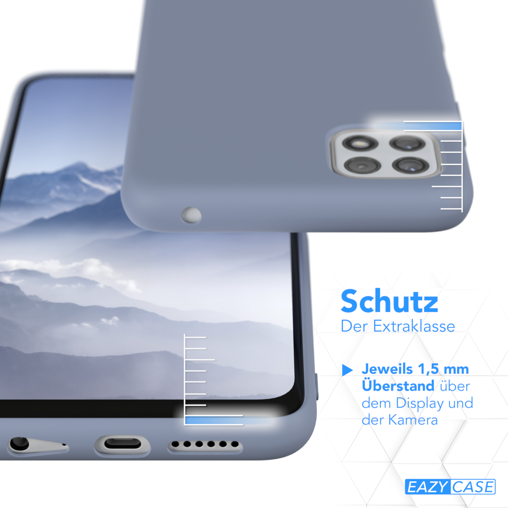 Nahaufnahme einer Handyhülle. Schutzfunktionen und erhöhte Kanten.
