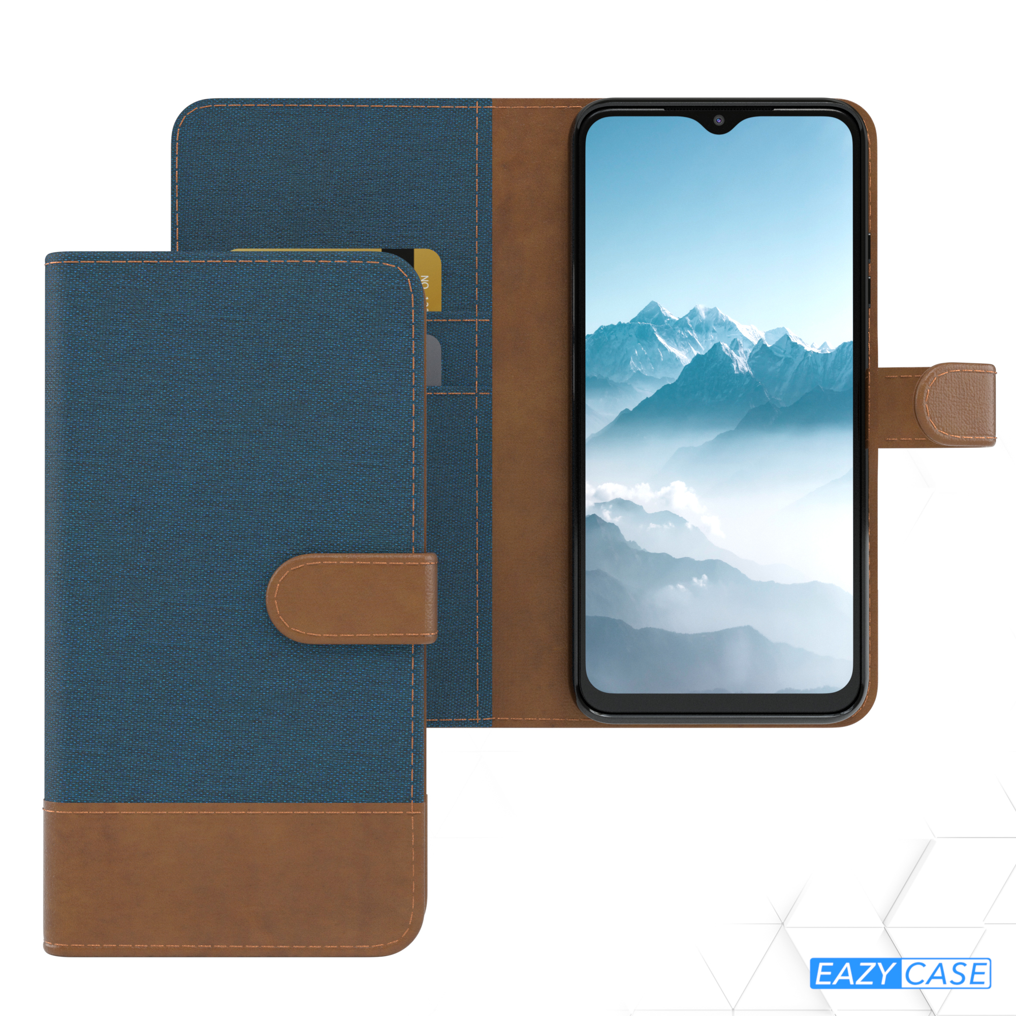 EAZY CASE Bookstyle Xiaomi, Jeans Bookcover, Blau Redmi Kartenfach, mit Klapphülle 9T