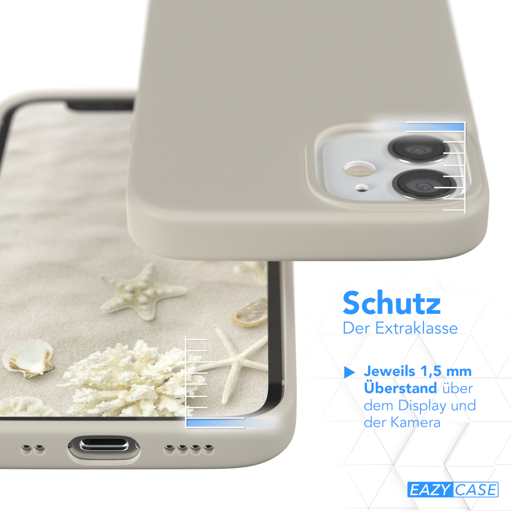 EAZY CASE Premium Silikon Handycase, iPhone Apple, 12 / Taupe Beige Mini, Backcover