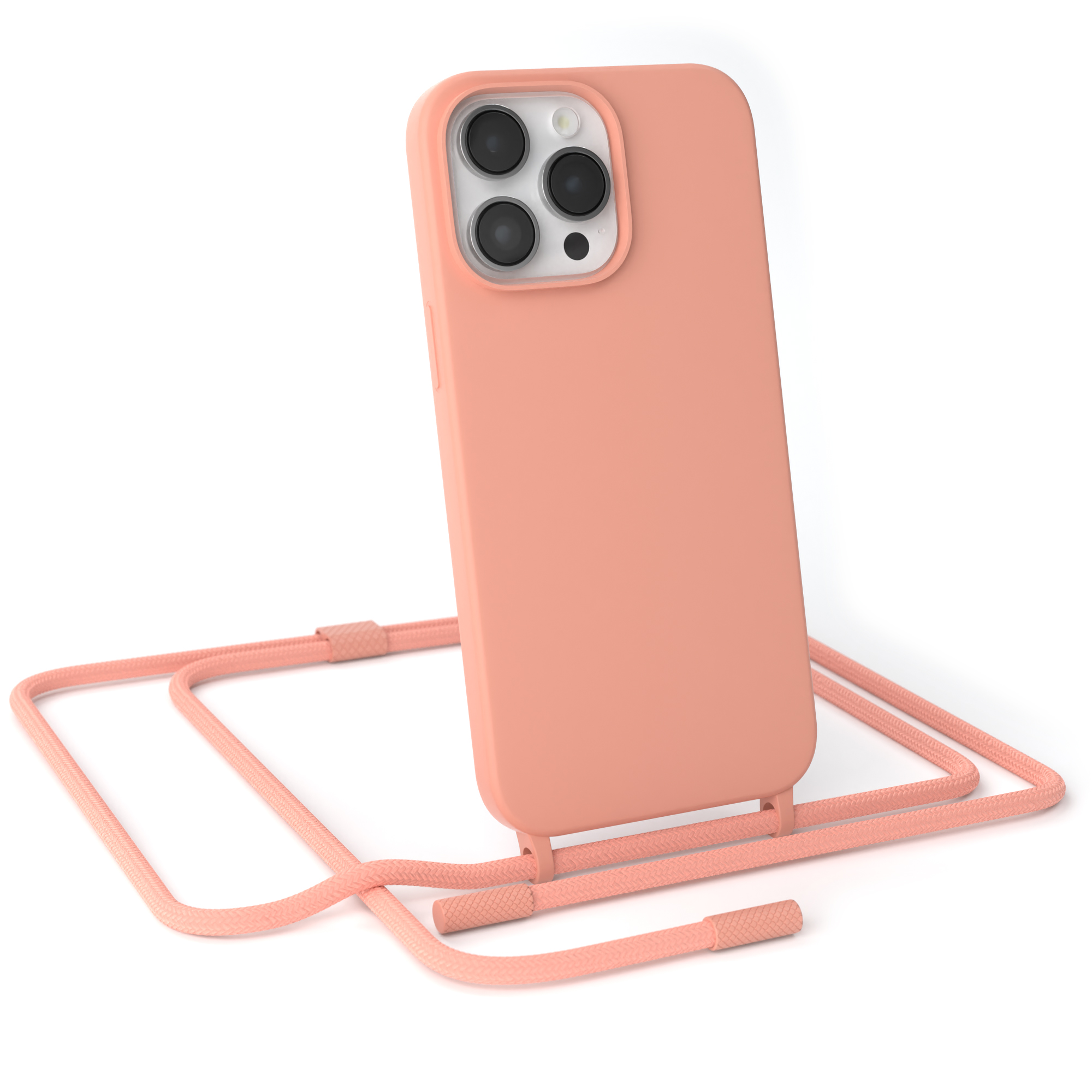 Full 14 iPhone Coral Max, Pro / Color, CASE EAZY Apple, Umhängetasche, Altrosa Handykette Runde