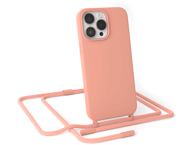EAZY CASE Runde Handykette Pro Coral iPhone Apple, 14 Umhängetasche, / Max, Altrosa Full Color