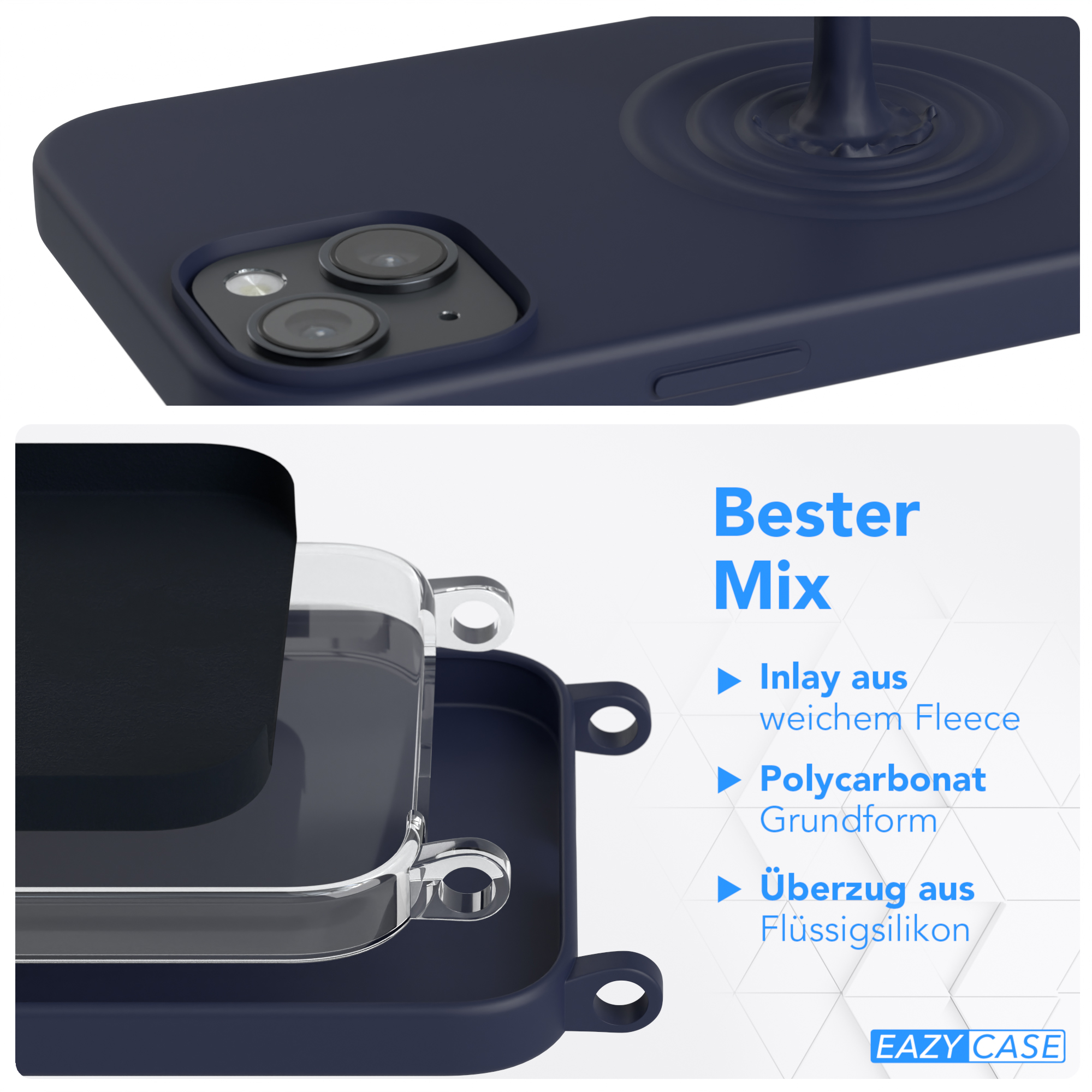 EAZY CASE Full Runde Umhängetasche, Apple, Dunkel iPhone Blau Nachtblau Color, 14 Plus, / Handykette