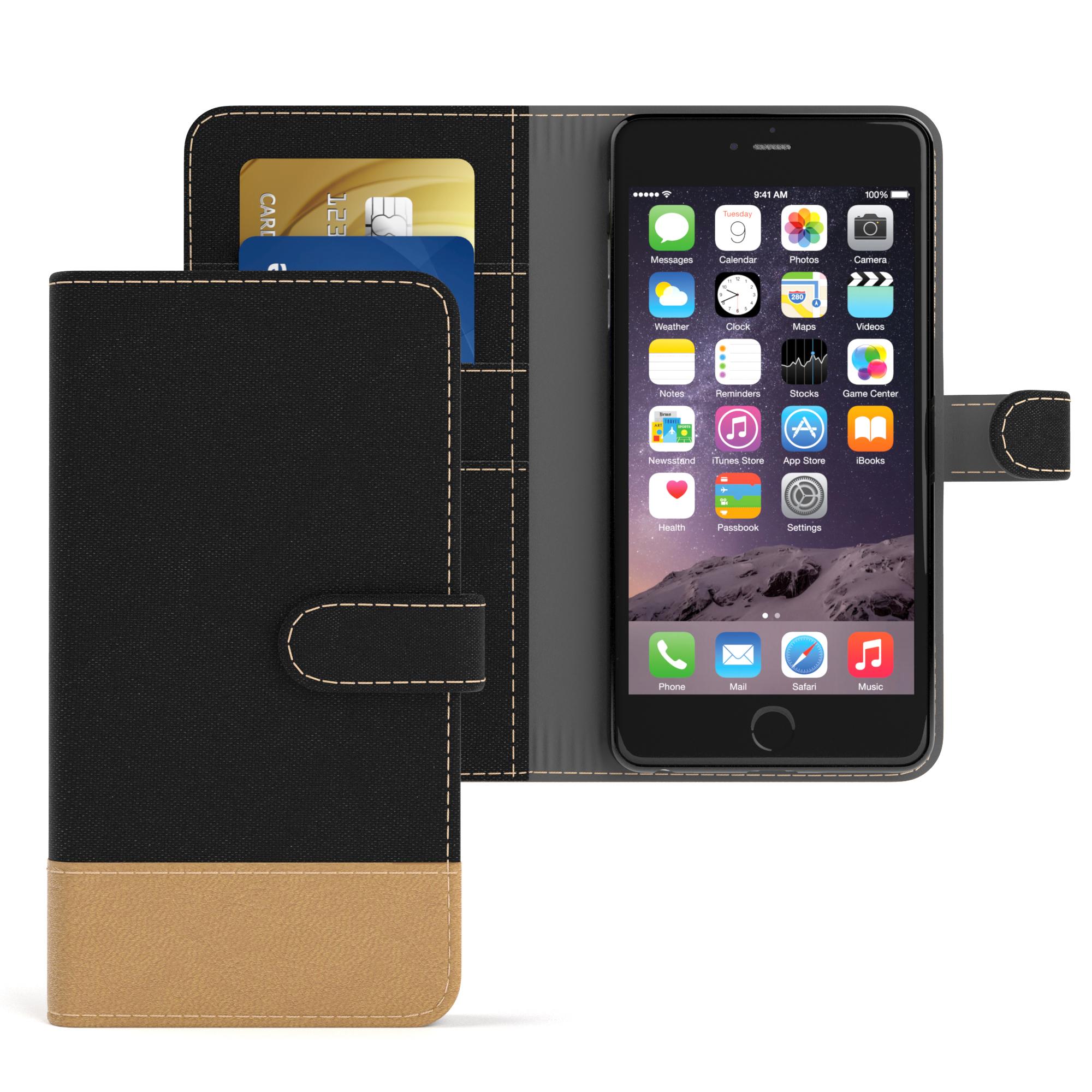 EAZY 6S Bookstyle CASE iPhone / Klapphülle Kartenfach, Apple, mit Plus, Schwarz Plus Bookcover, 6 Jeans