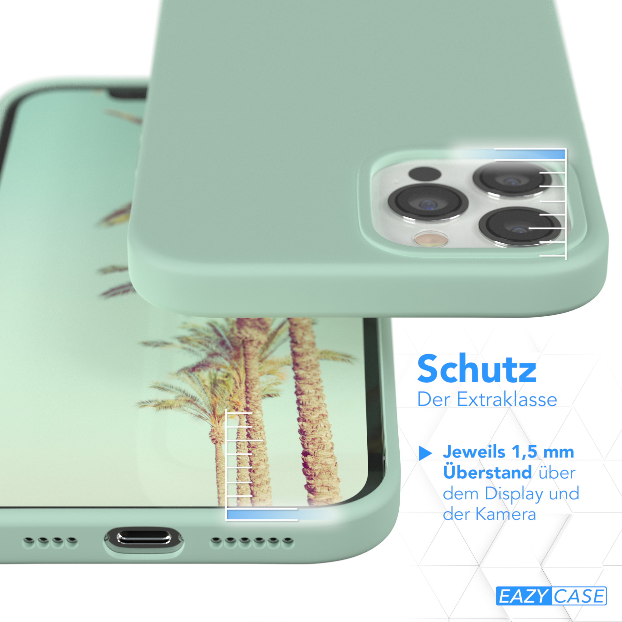Handyhülle mit Telefon darin, zeigt den Rand. Der Text auf der Seite ist sichtbar.