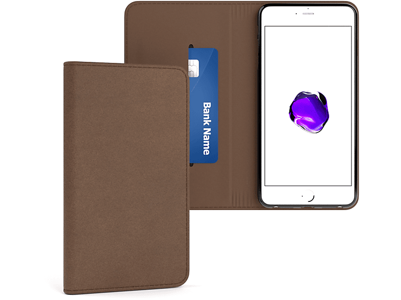 EAZY CASE Bookstyle Klapphülle Vintage mit Kartenfach, Bookcover, Apple, iPhone 8 Plus / 7 Plus, Braun