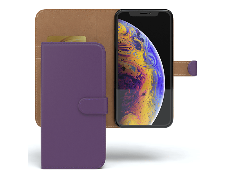 EAZY CASE Bookstyle Kartenfach, mit / Klapphülle Apple, iPhone X Lila XS, Bookcover