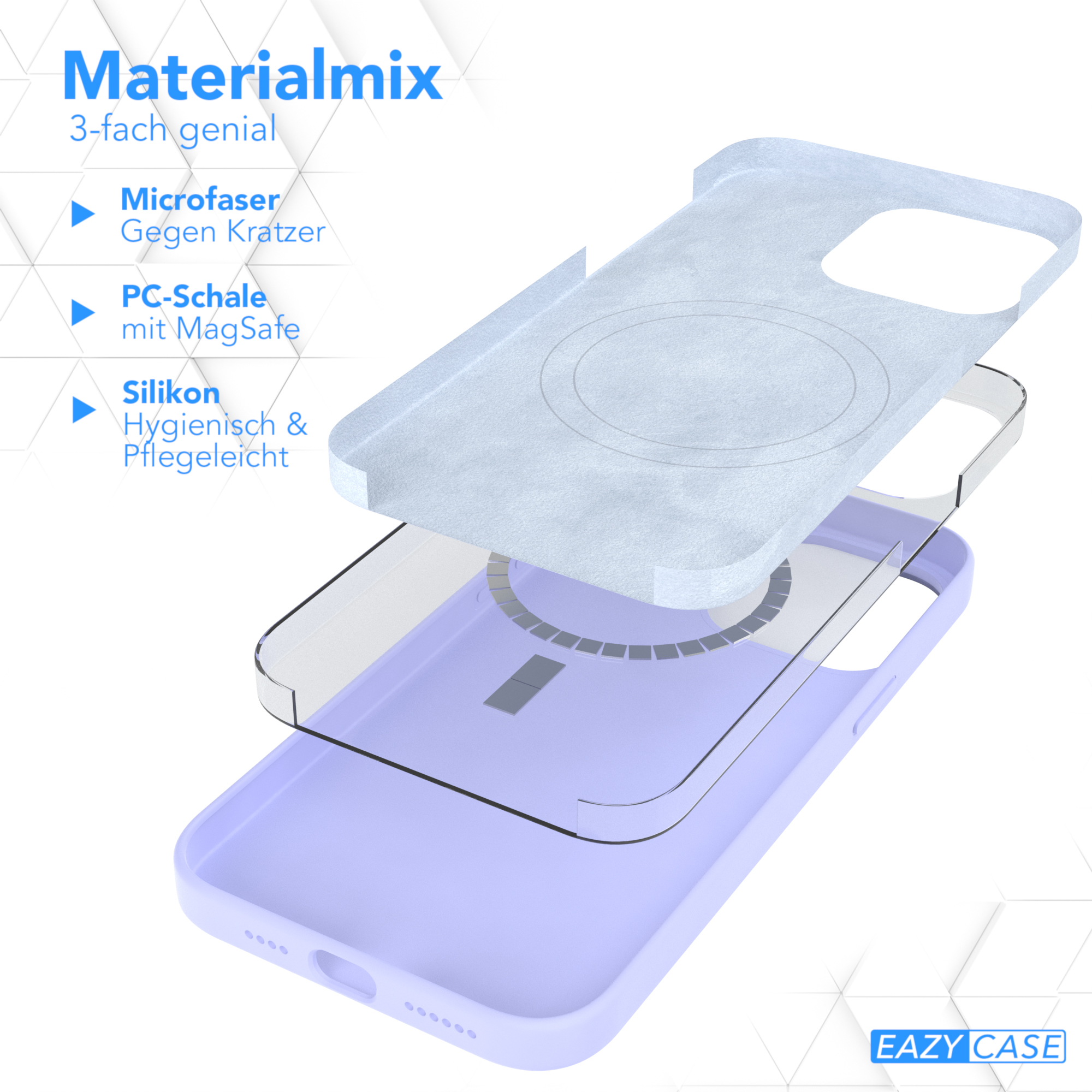 Apple, Premium CASE / Backcover, Max, EAZY Lila iPhone Handycase Violett Lavendel Silikon Pro MagSafe, 14 mit