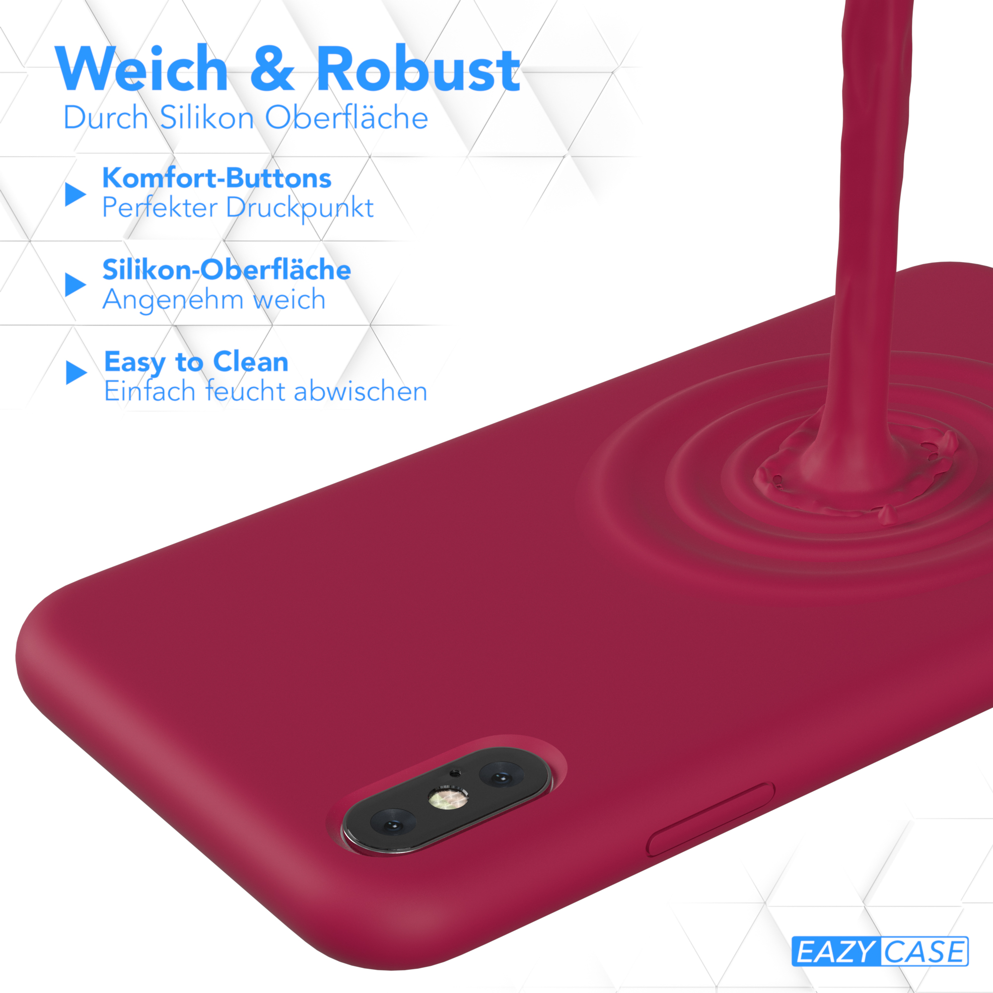 Handycase, iPhone Apple, CASE Premium Beere EAZY Silikon / Backcover, Rot XS Max,