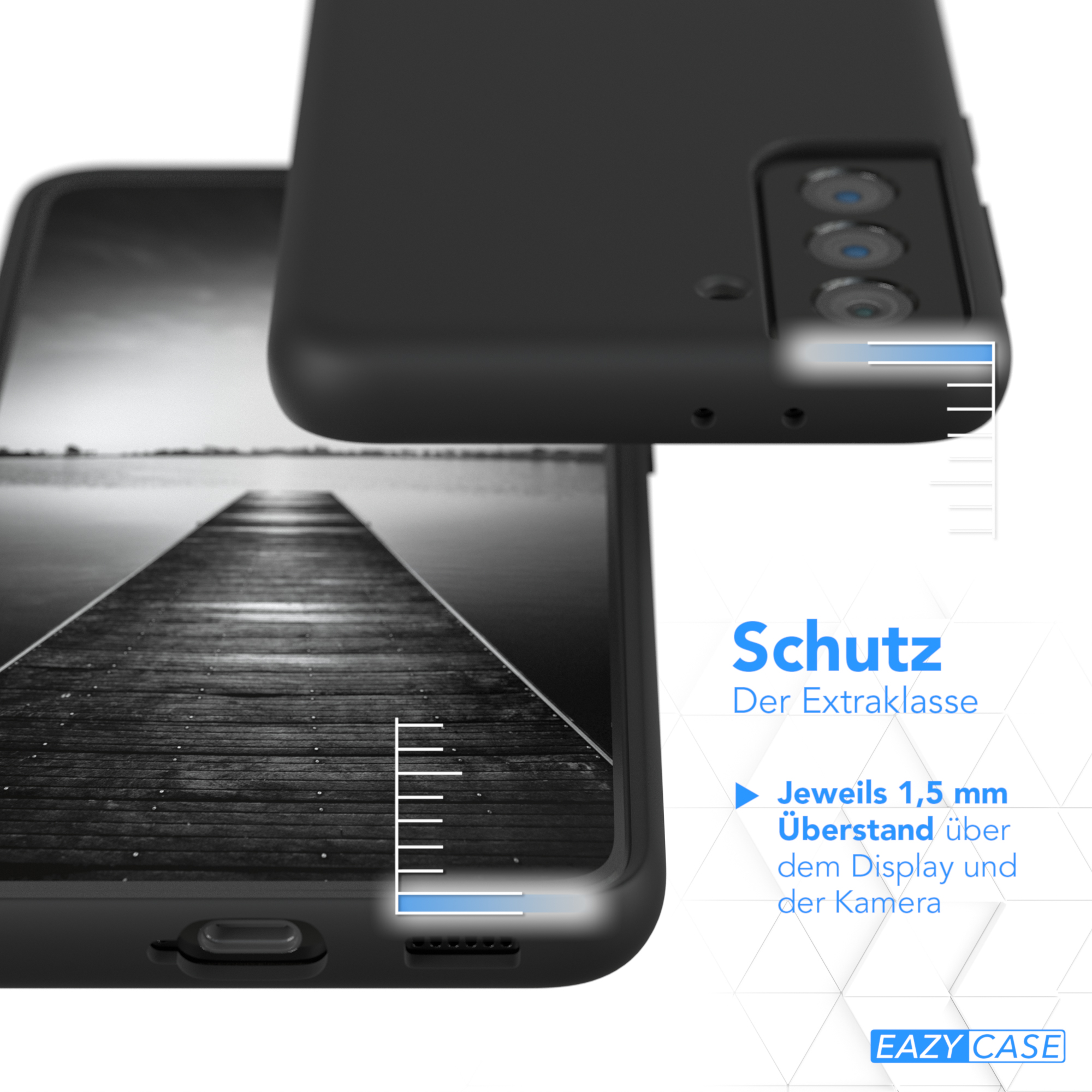 EAZY CASE Samsung, Galaxy Silikon S21 Handycase, Schwarz 5G, Premium Backcover