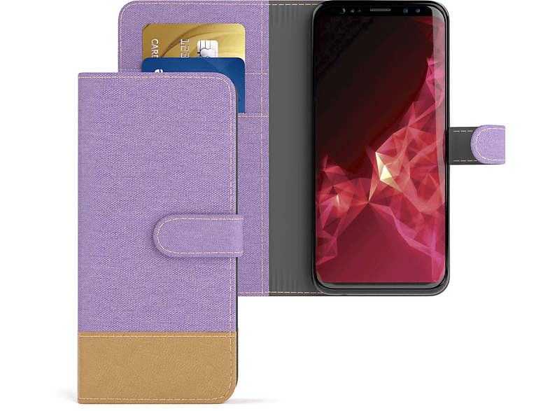 EAZY CASE Bookstyle Klapphülle Lila S9, Galaxy mit Violett Kartenfach, Jeans Samsung, Bookcover