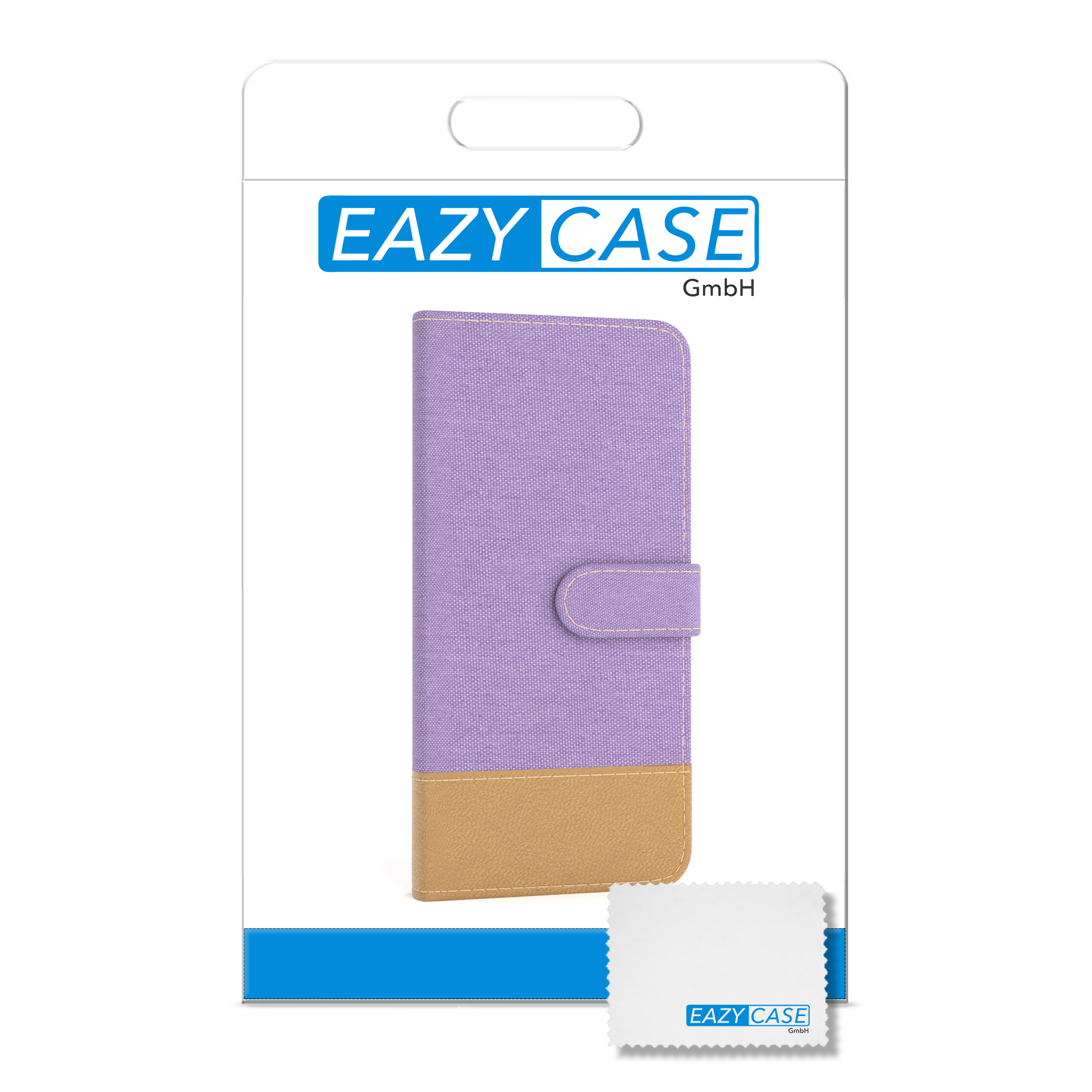EAZY CASE Bookstyle Klapphülle Lila S9, Galaxy mit Violett Kartenfach, Jeans Samsung, Bookcover