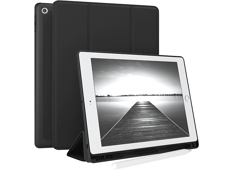 EAZY CASE Smartcase mit Stifthalter iPad 5. / 6. Generation 2017 /2018 Tablethülle Bookcover für Apple Kunstleder, Schwarz