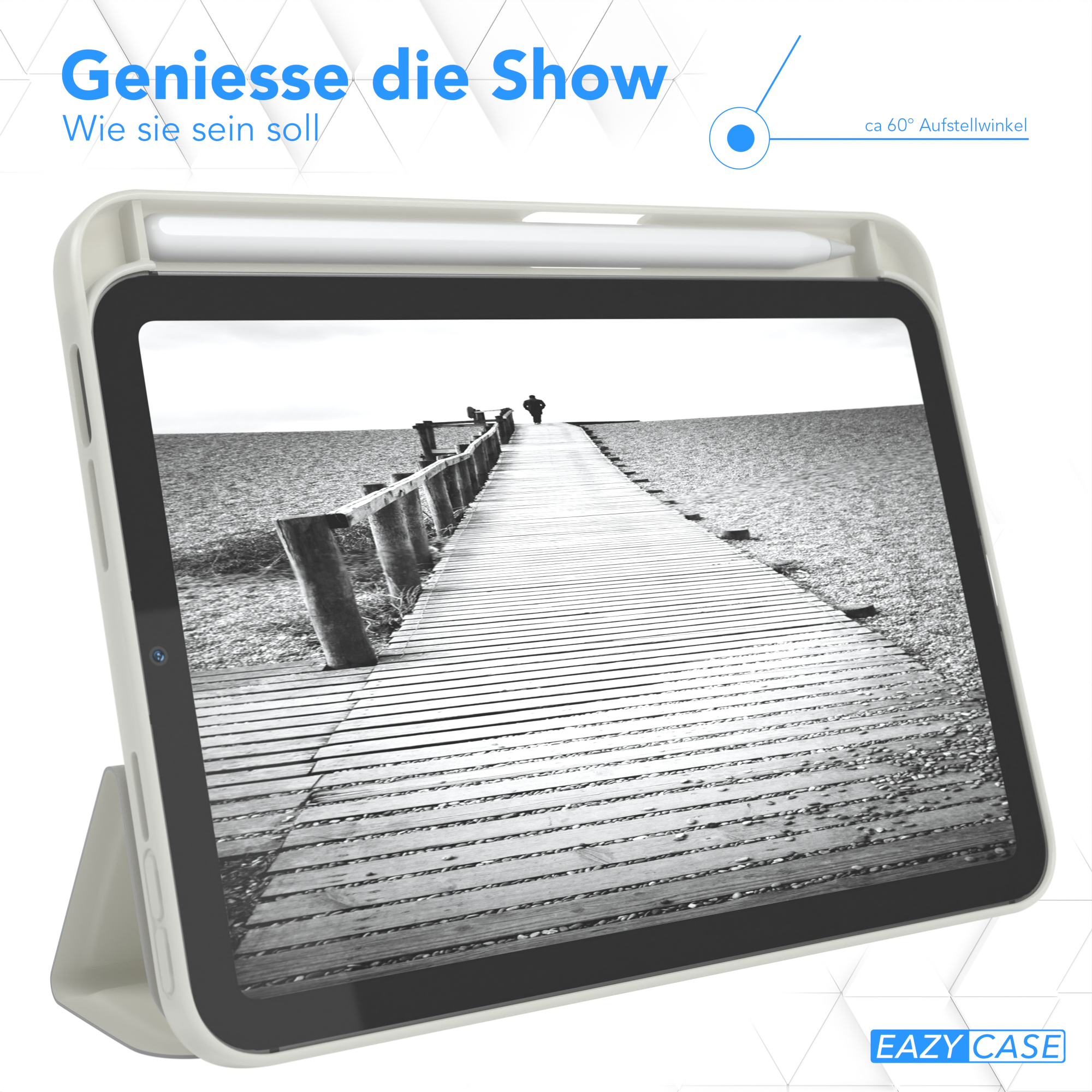EAZY CASE Kunstleder, für Smartcase Grau iPad Apple Bookcover Tablethülle Mini / mit Stifthalter Hellgrau 2021 6