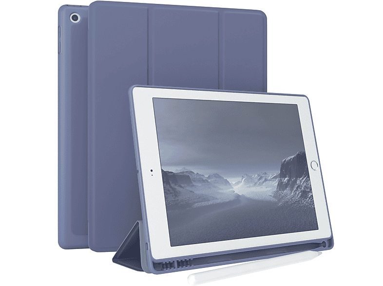 EAZY CASE Smartcase mit Stifthalter iPad 5. / 6. Generation 2017 /2018 Tablethülle Bookcover für Apple Kunstleder, Eis Blau