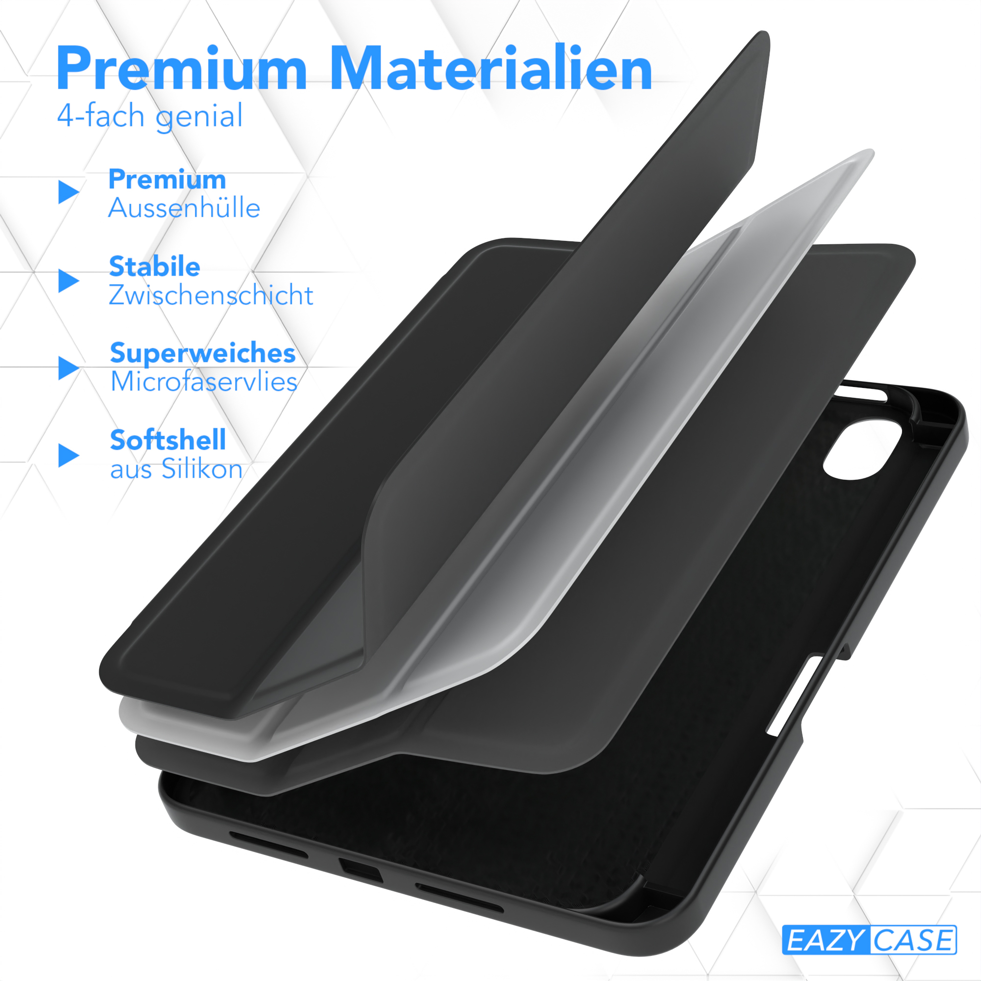 EAZY Tablethülle CASE für 2021 Mini mit Apple Smartcase iPad Kunstleder, Schwarz Stifthalter 6 Bookcover