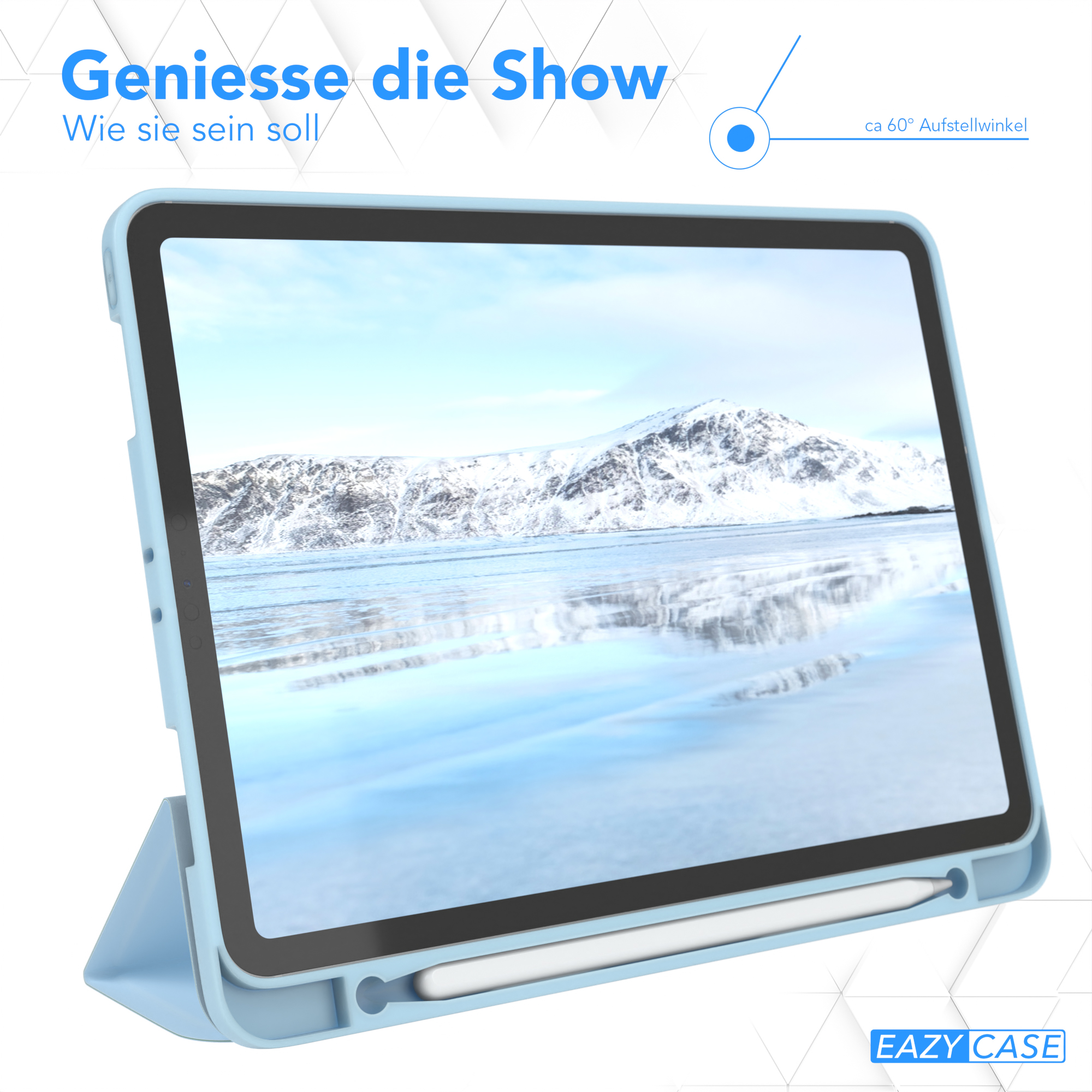 Stifthalter 2022 iPad / Tablethülle CASE EAZY Pro / / / Smartcase für Bookcover mit Kunstleder, Hellblau 2018 Apple Blau 2021 2020 11\