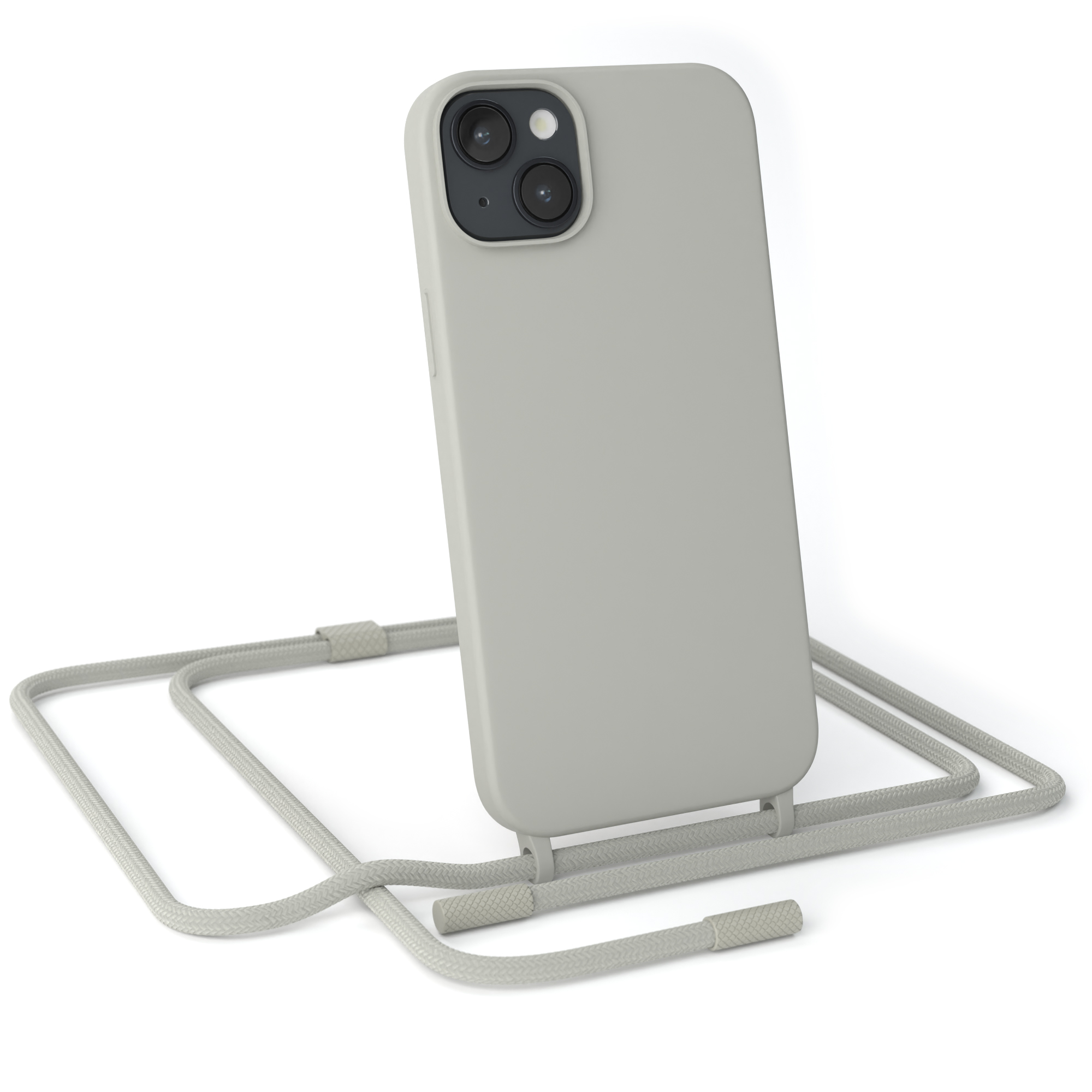 EAZY Color, Full Handykette Runde Plus, / Apple, Taupe Grau CASE Beige Umhängetasche, iPhone 14