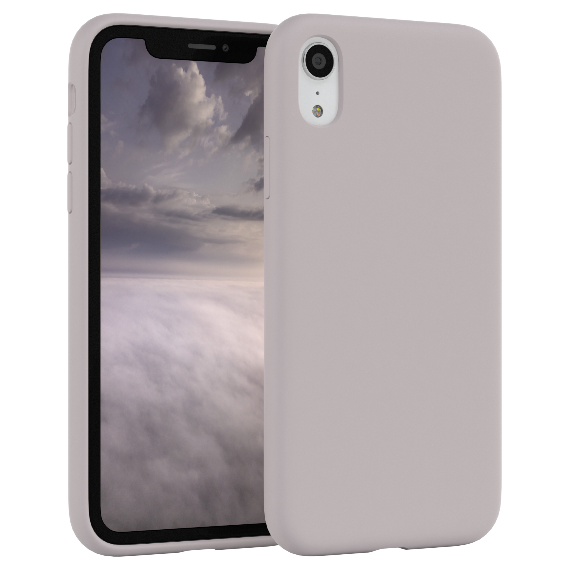 Zwei Telefone mit Hüllen. Eines zeigt Wolken und Himmel, das andere ist hellrosa.