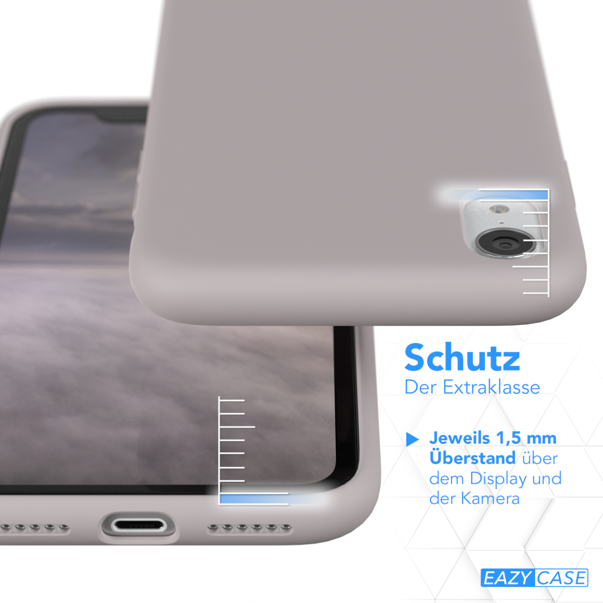 Handyhülle schützt die Kamera, mit 1,5 mm Überstand.