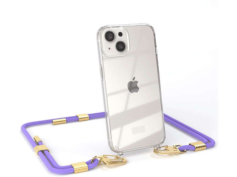 mit + Transparente Handyhülle runder Umhängetasche, 13, Apple, / Karabiner, Kordel Lila CASE EAZY Flieder iPhone Gold