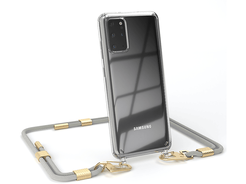 EAZY CASE Transparente Handyhülle S20 Plus Plus Beige Karabiner, Galaxy / Umhängetasche, Taupe Matt / Gold 5G, mit Kordel runder S20 Samsung, 