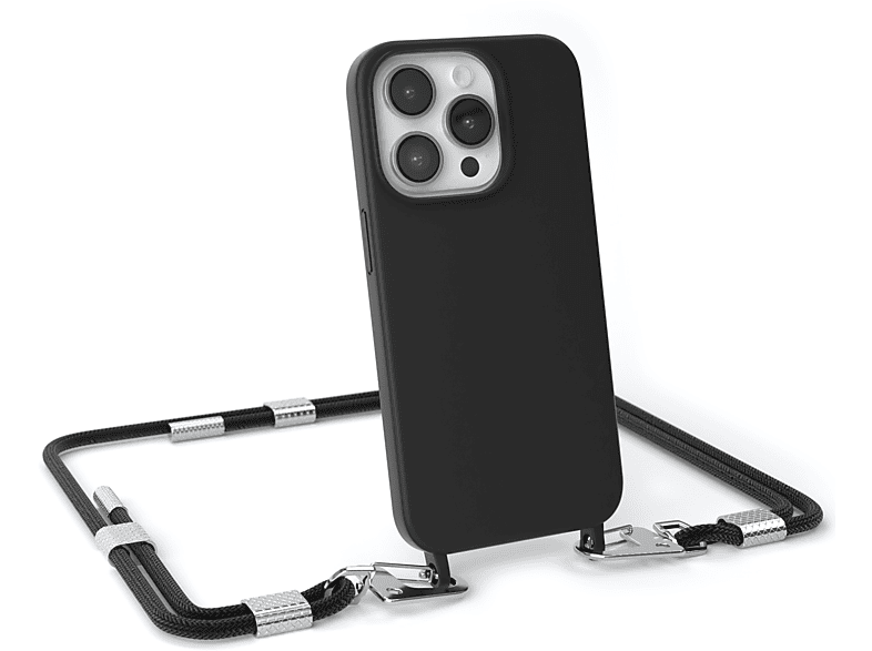 Karabiner, Handykette CASE iPhone Apple, mit Runde EAZY Umhängetasche, Schwarz 14 Pro,