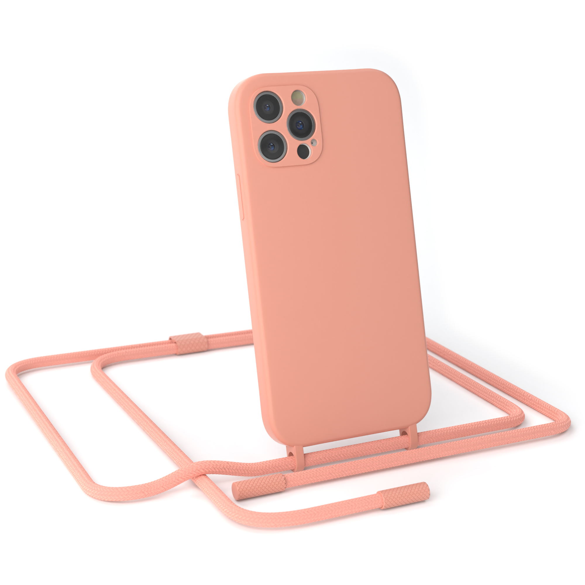 Umhängetasche, 12 EAZY / CASE iPhone Altrosa Handykette Full Color, Apple Coral Apple, Runde Pro,