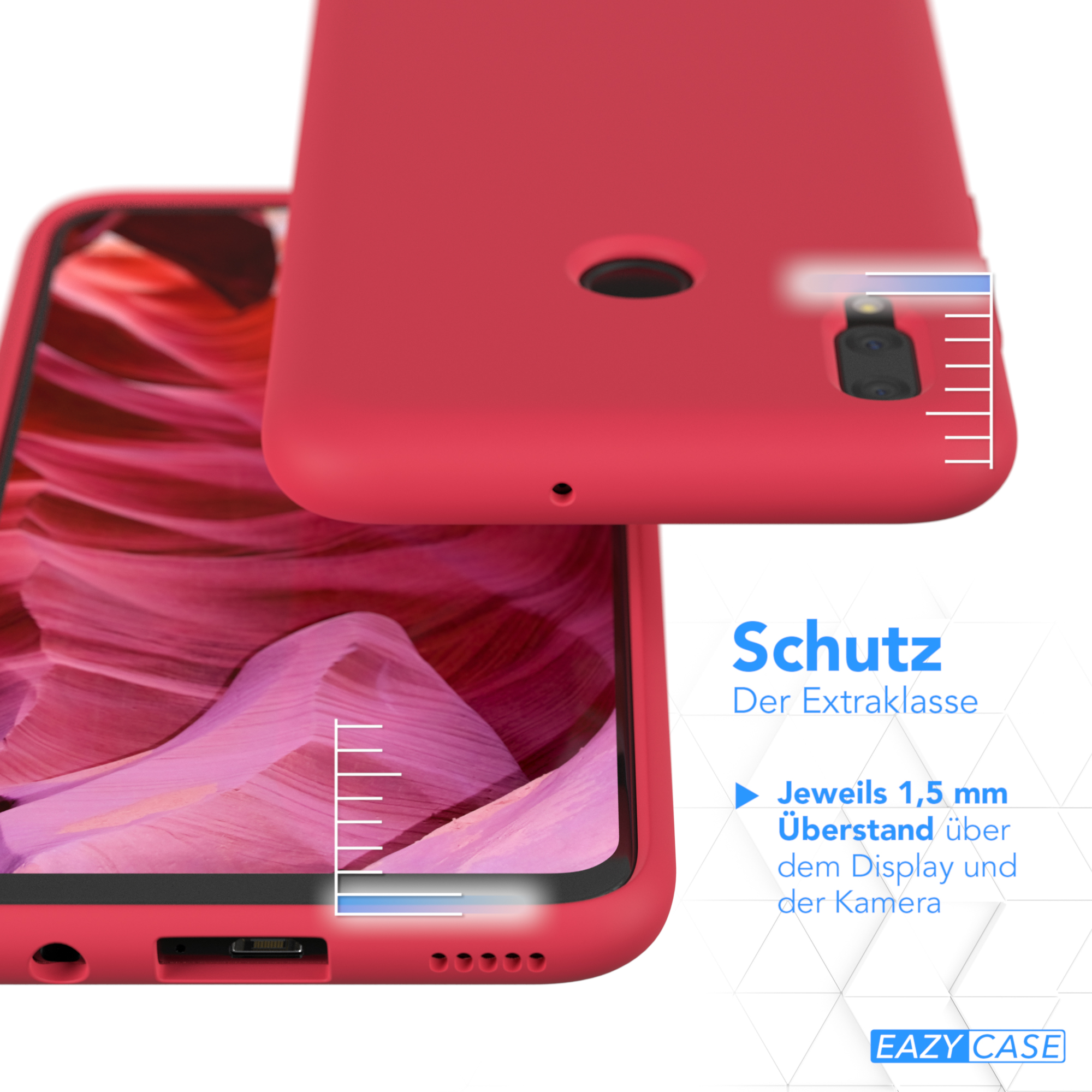 EAZY CASE Premium Silikon Handycase, (2019), P Backcover, / Rot Huawei, Beere Smart