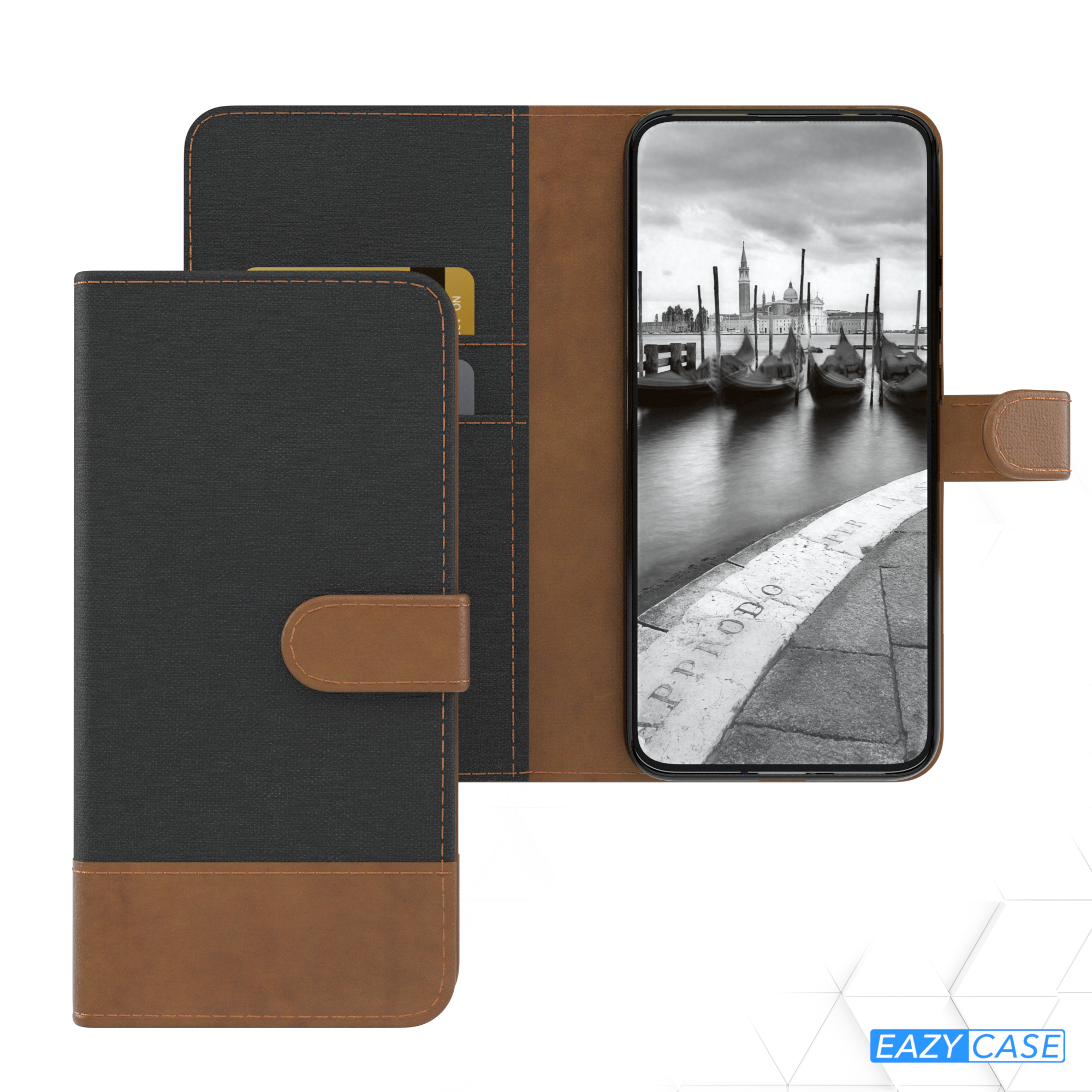 EAZY / F2 Kartenfach, K30 Klapphülle Redmi Bookcover, Schwarz mit Jeans Pro Bookstyle Xiaomi, CASE Pro, Poco