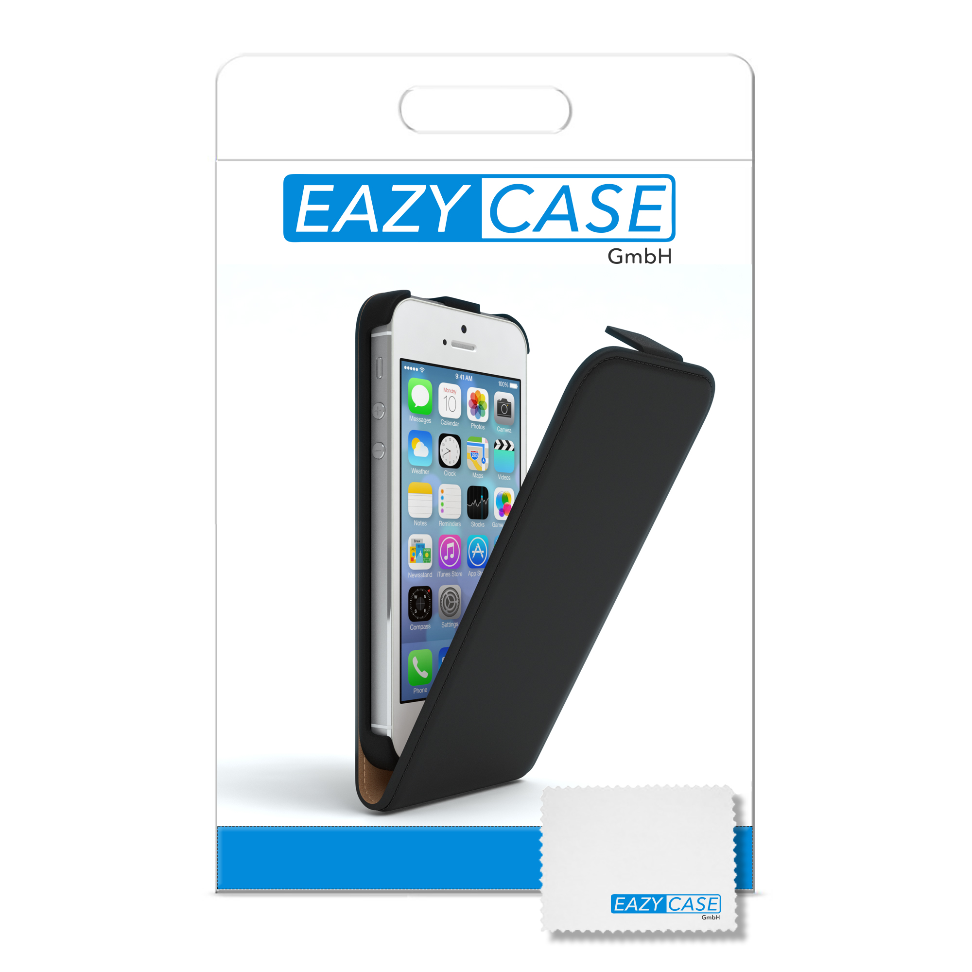 EAZY CASE 5S, SE Schwarz Kartenfach, Bookcover, Klapphülle mit 5 iPhone 2016, iPhone Bookstyle Apple, 