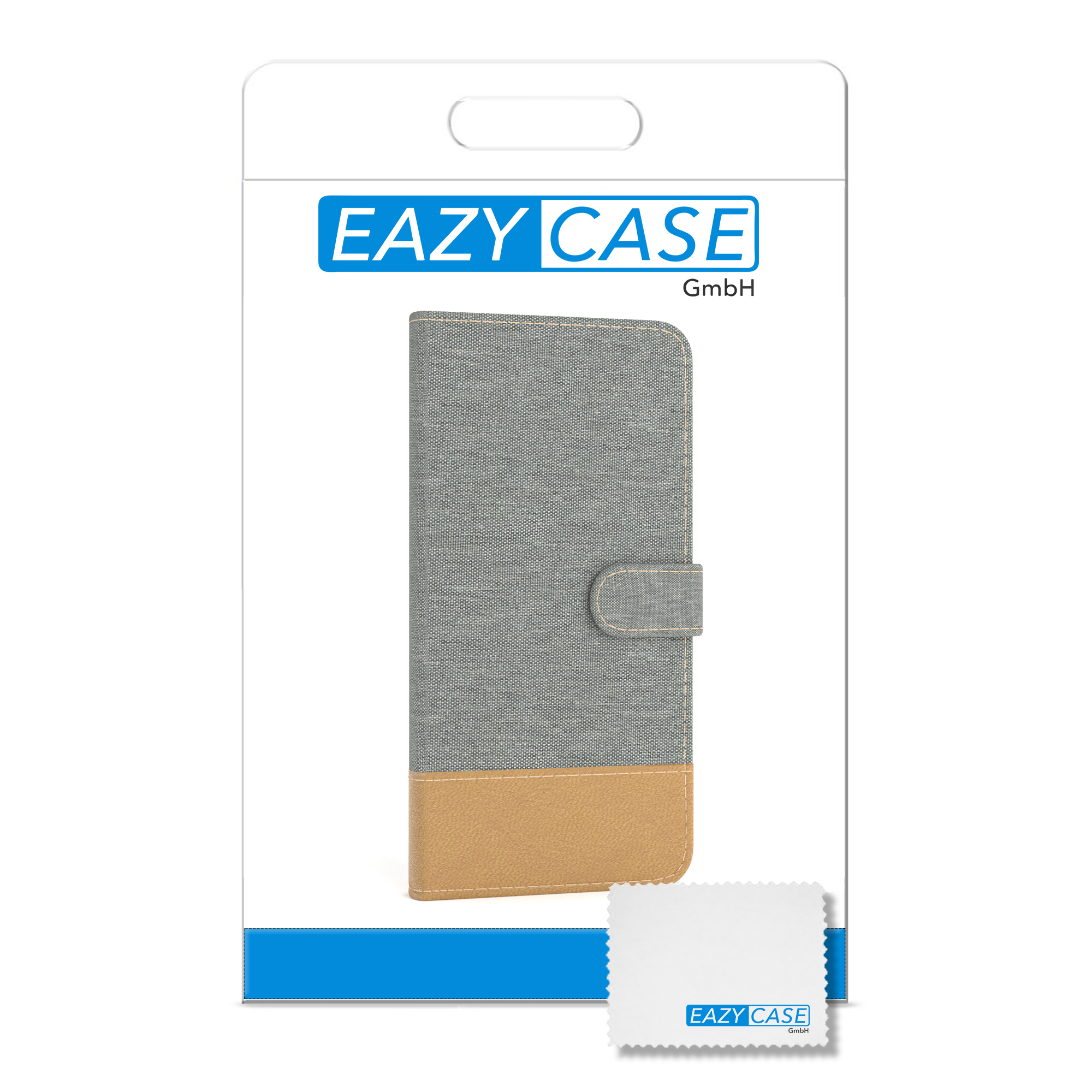 EAZY CASE Bookstyle Samsung, mit Grau Klapphülle Galaxy Bookcover, Kartenfach, Hell S8, Jeans