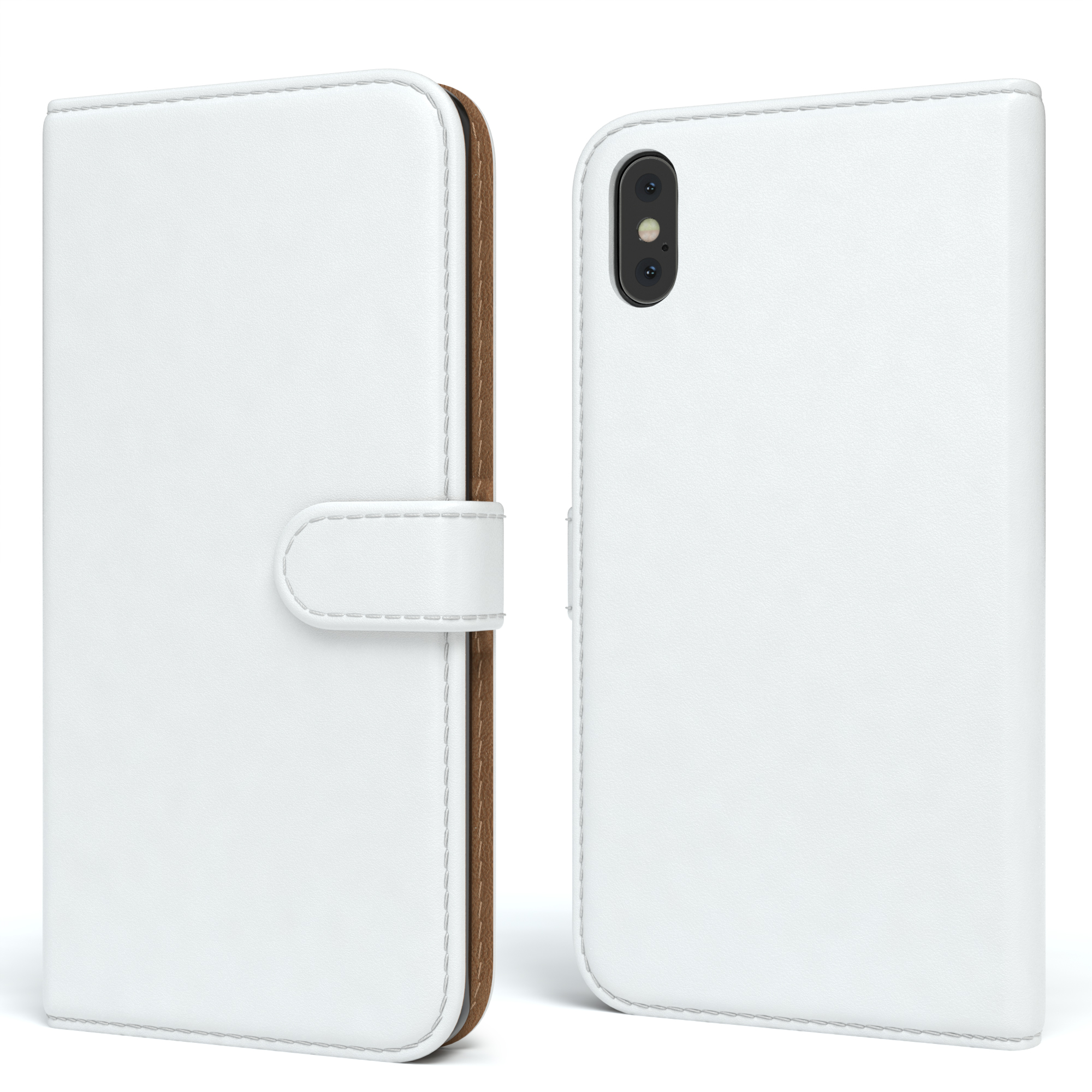 EAZY CASE Bookstyle Klapphülle XS, mit / Bookcover, Weiß Kartenfach, Apple, iPhone X