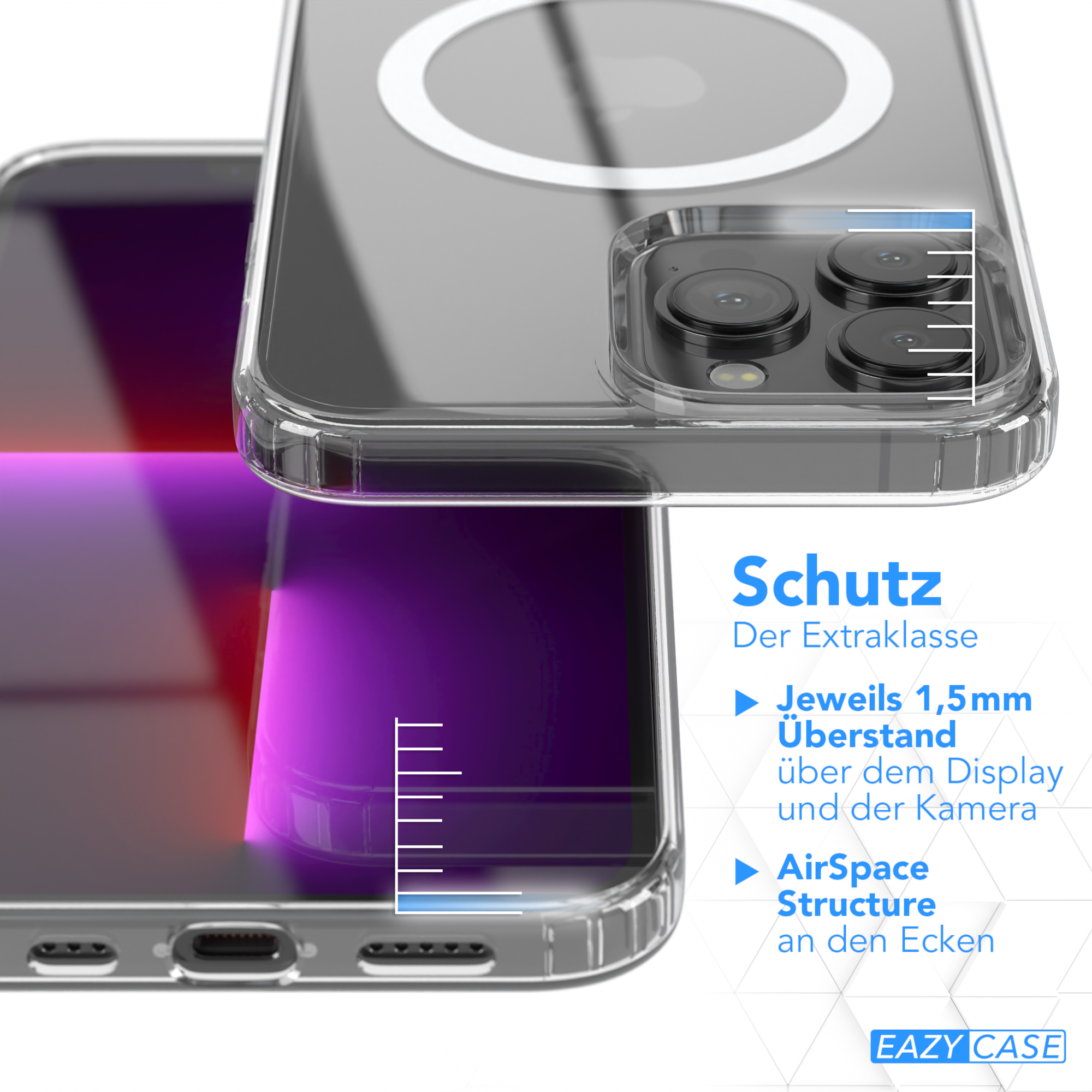 EAZY CASE Clear Pro MagSafe, Max, mit iPhone Cover Klar Apple, / 13 Bumper, Durchsichtig