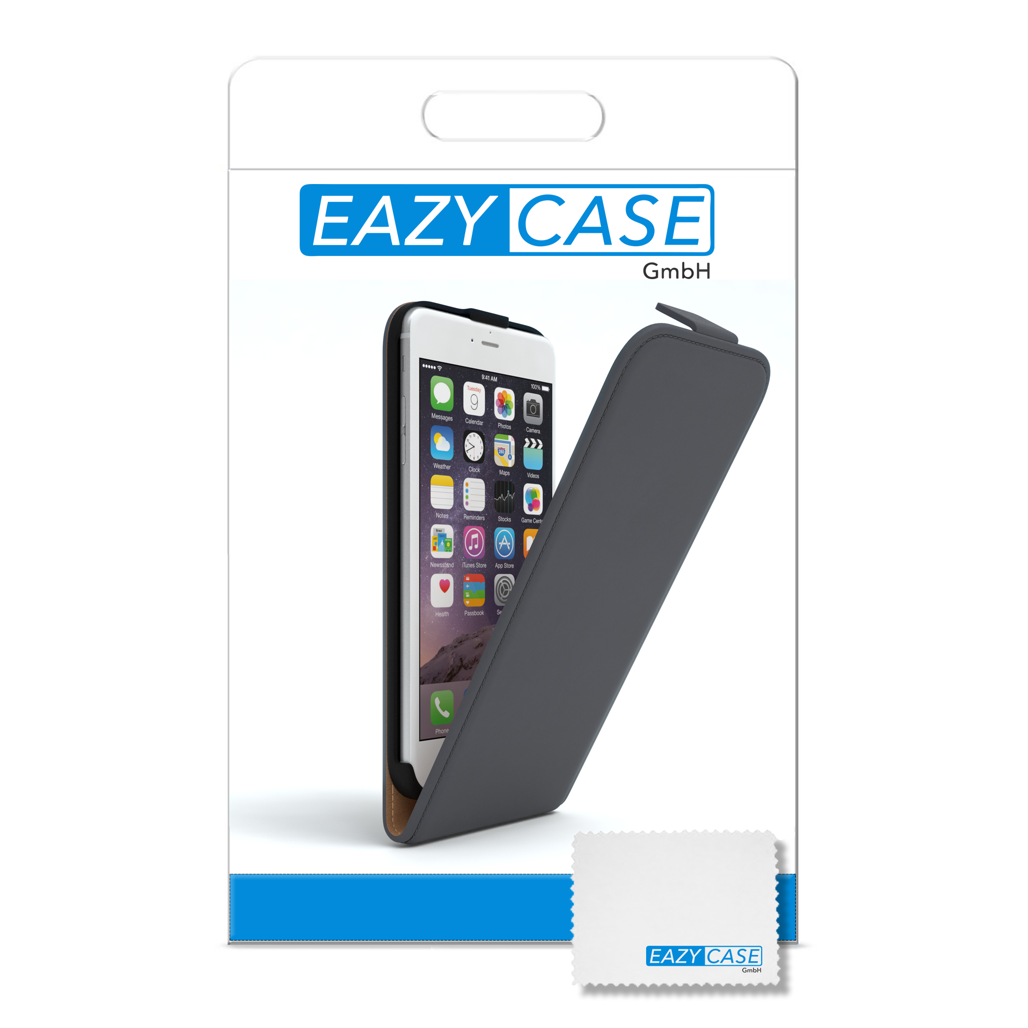 EAZY CASE Bookstyle Klapphülle Apple, 6 Plus mit 6S Plus, iPhone / Kartenfach, Bookcover, Grau