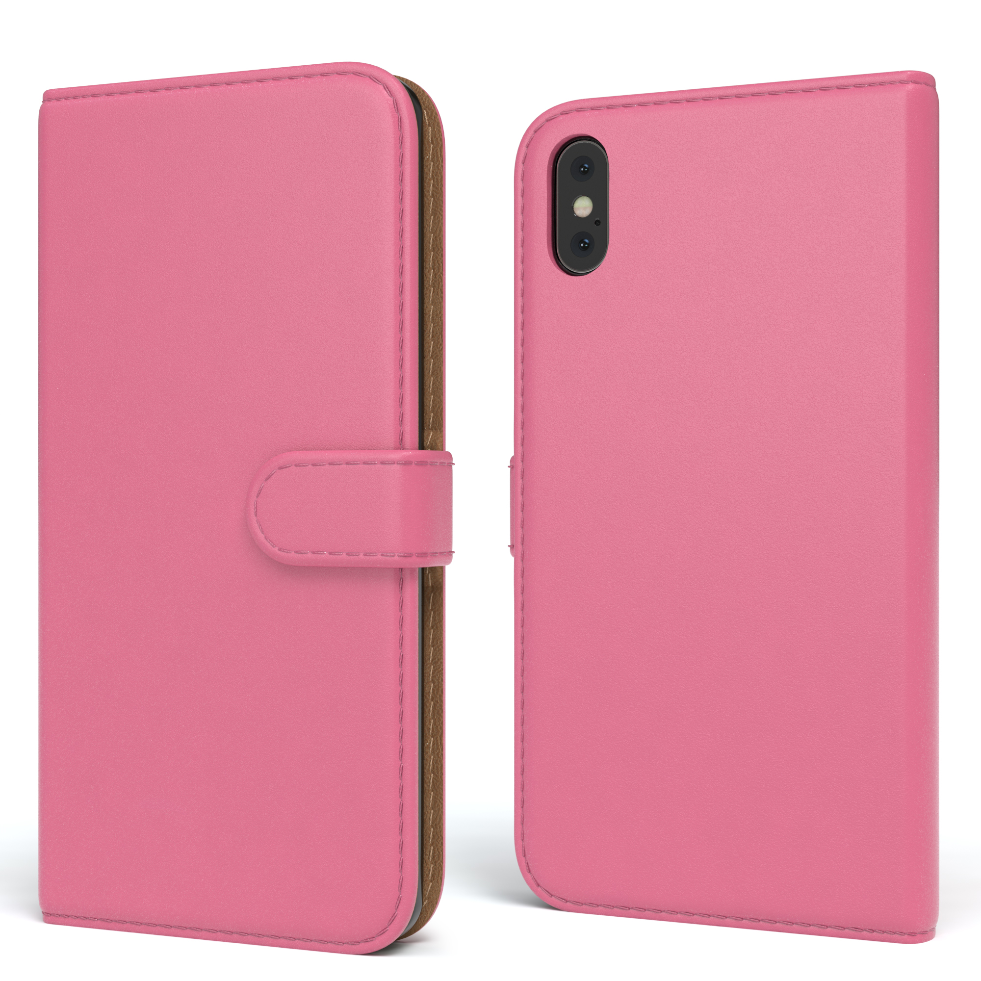 iPhone mit / XS, Pink X CASE Bookstyle Klapphülle Apple, EAZY Bookcover, Kartenfach,