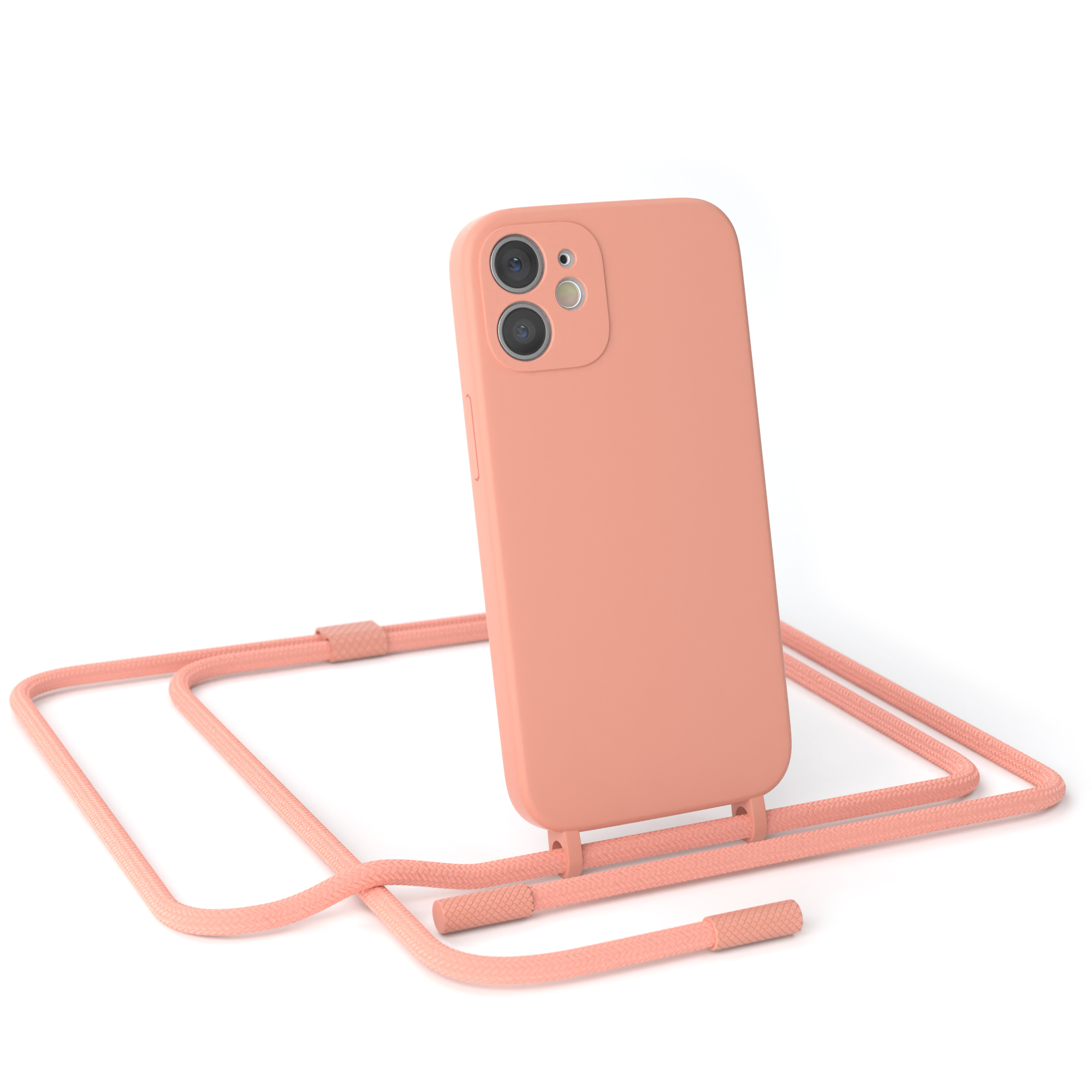 EAZY CASE Runde Apple, iPhone Full Umhängetasche, Handykette / Altrosa Coral Mini, 12 Color
