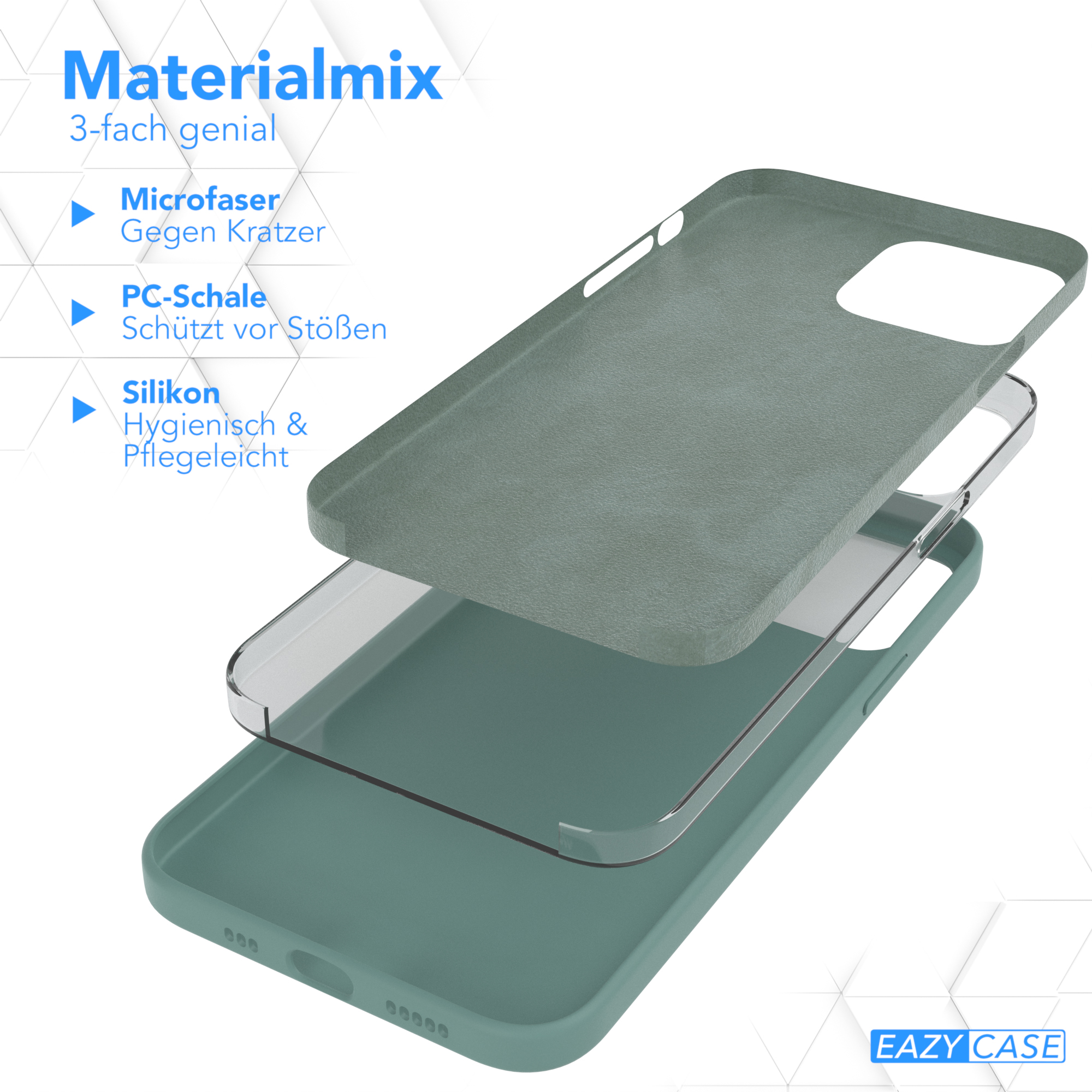 EAZY CASE Backcover, Nachtgrün Handycase, Pro Silikon iPhone Max, Premium / Grün Apple, 13